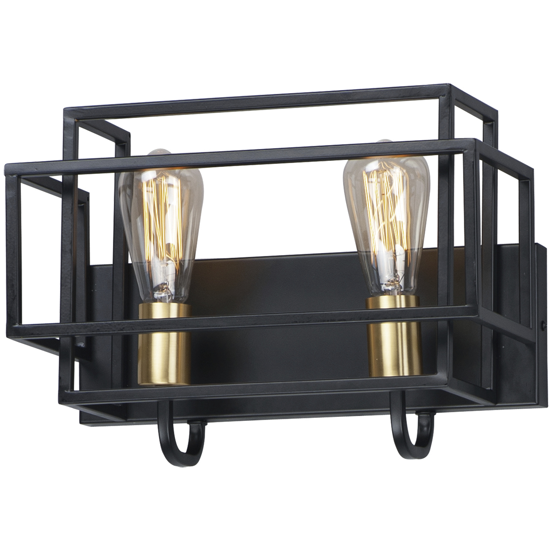 Liner 2 Light 14.25 inch Black and Satin Brass Bath Vanity Wall Light