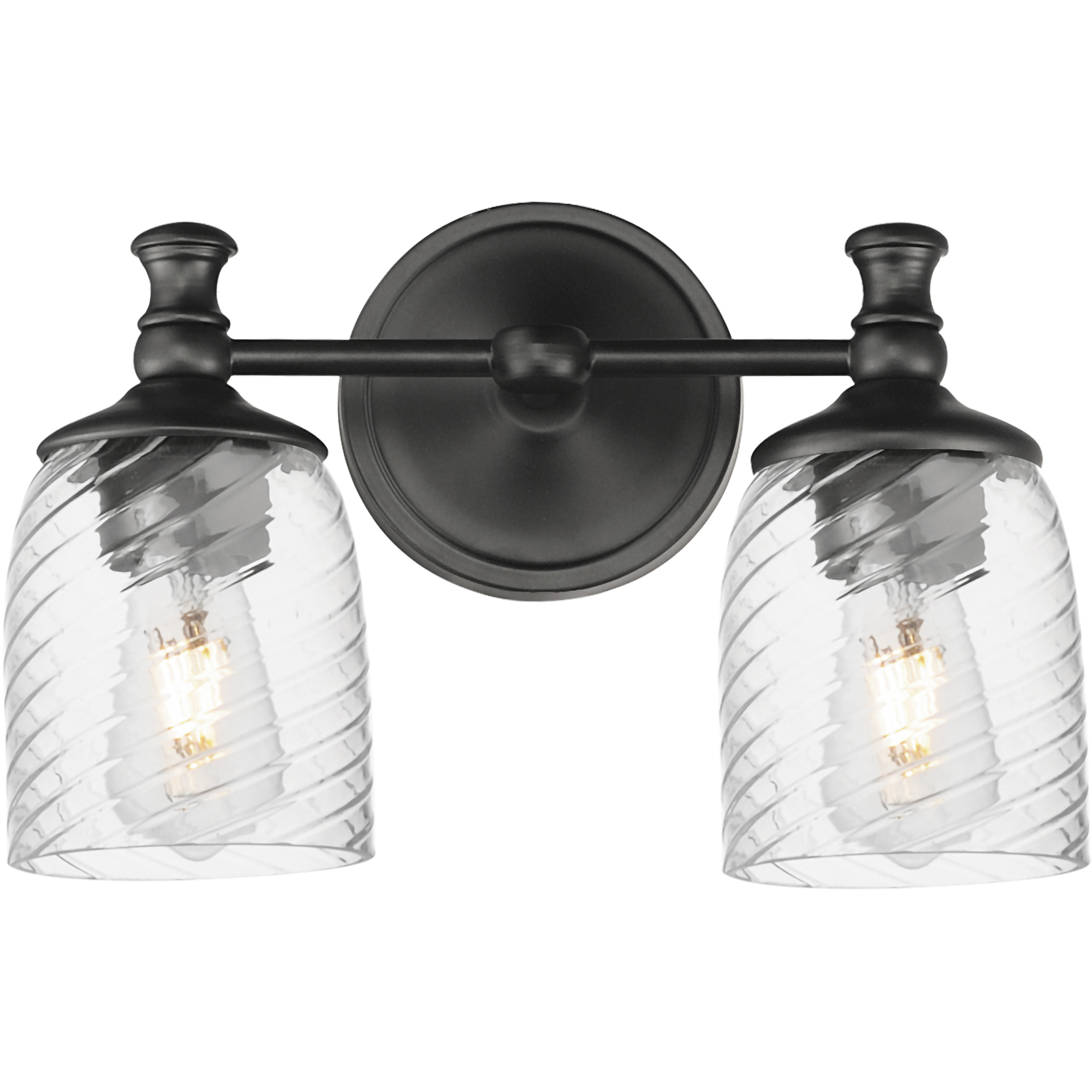 Swirl 2 Light 14 inch Black Bath Vanity Wall Light