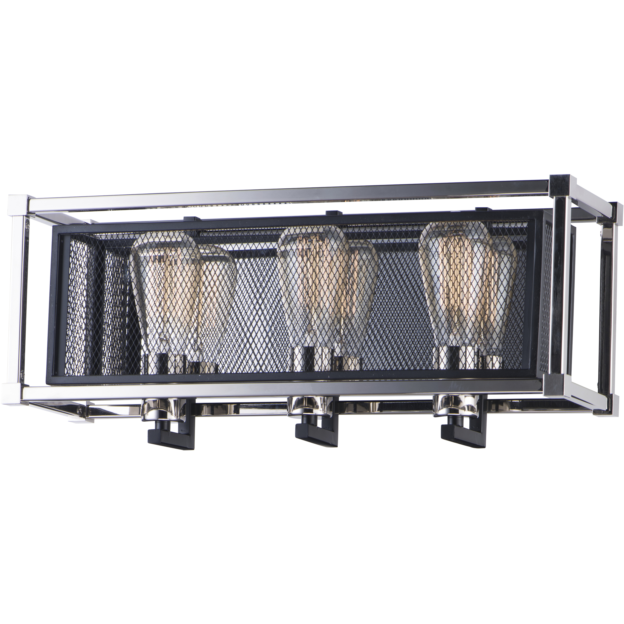 Refine 3 Light 20.5 inch Black and Polished Nickel Bath Vanity Wall Light