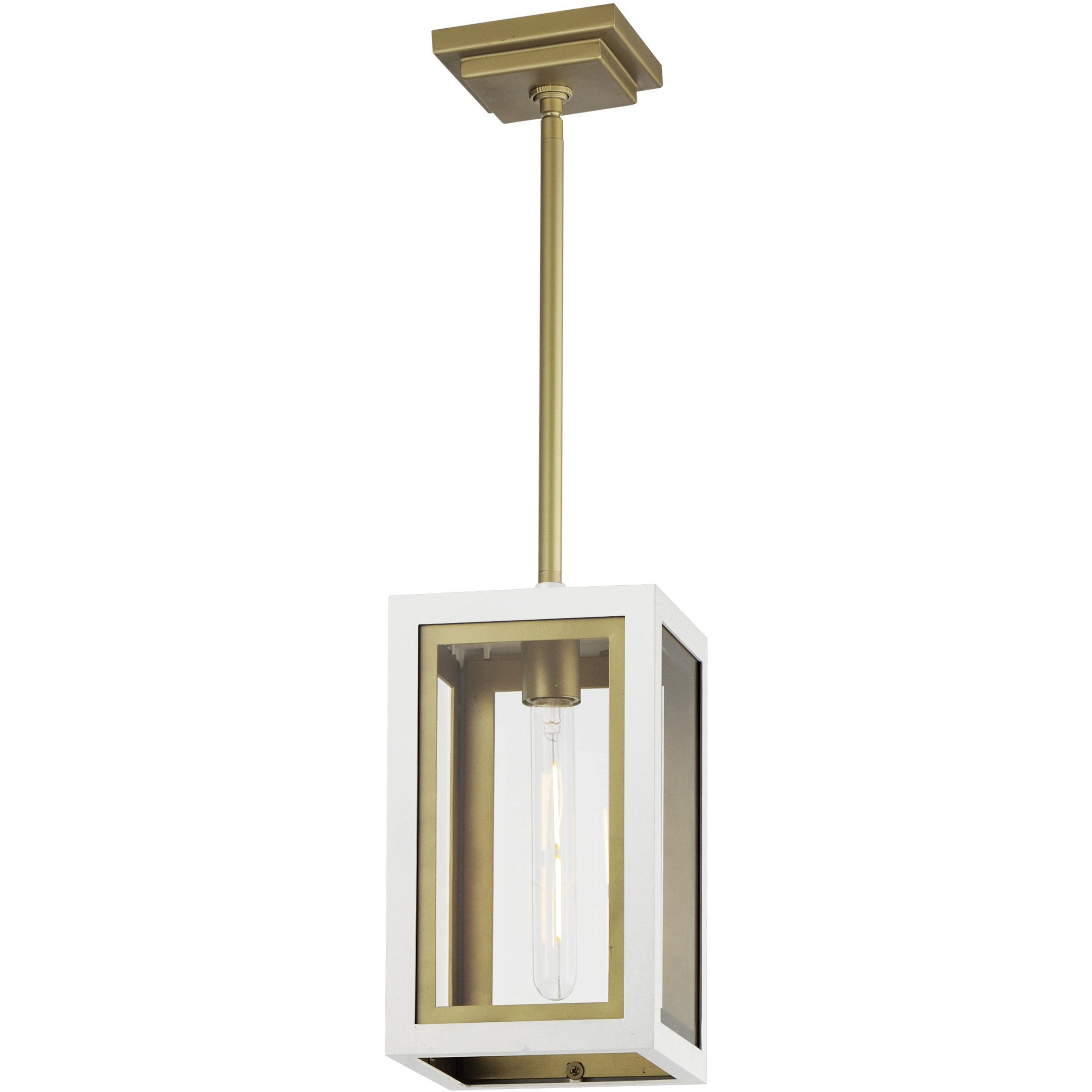 Neoclass 1 Light 7 inch White and Gold Outdoor Pendant