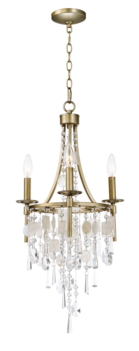 Cebu 3 Light 15 inch Capiz/Gold Silver Chandelier Ceiling Light