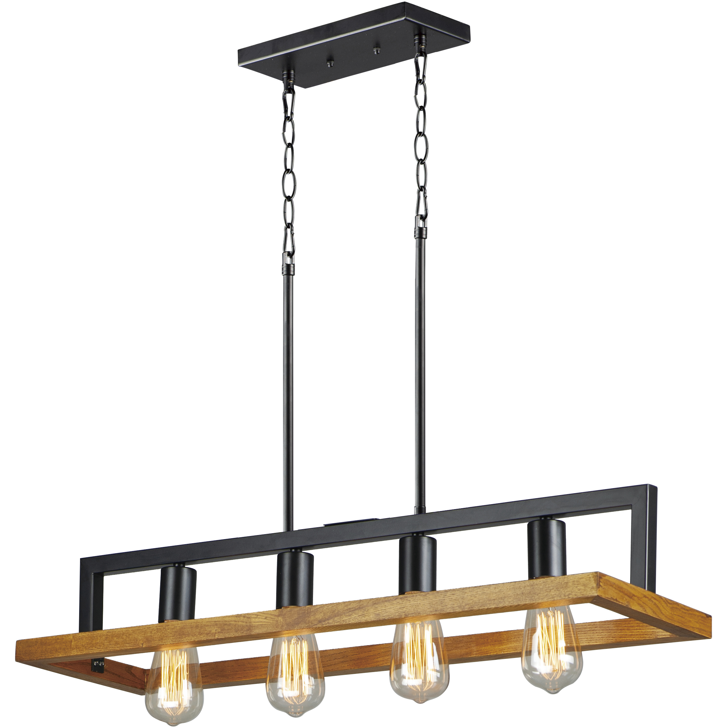 Black Forest 4 Light 29.5 inch Black and Ashbury Linear Pendant Ceiling Light