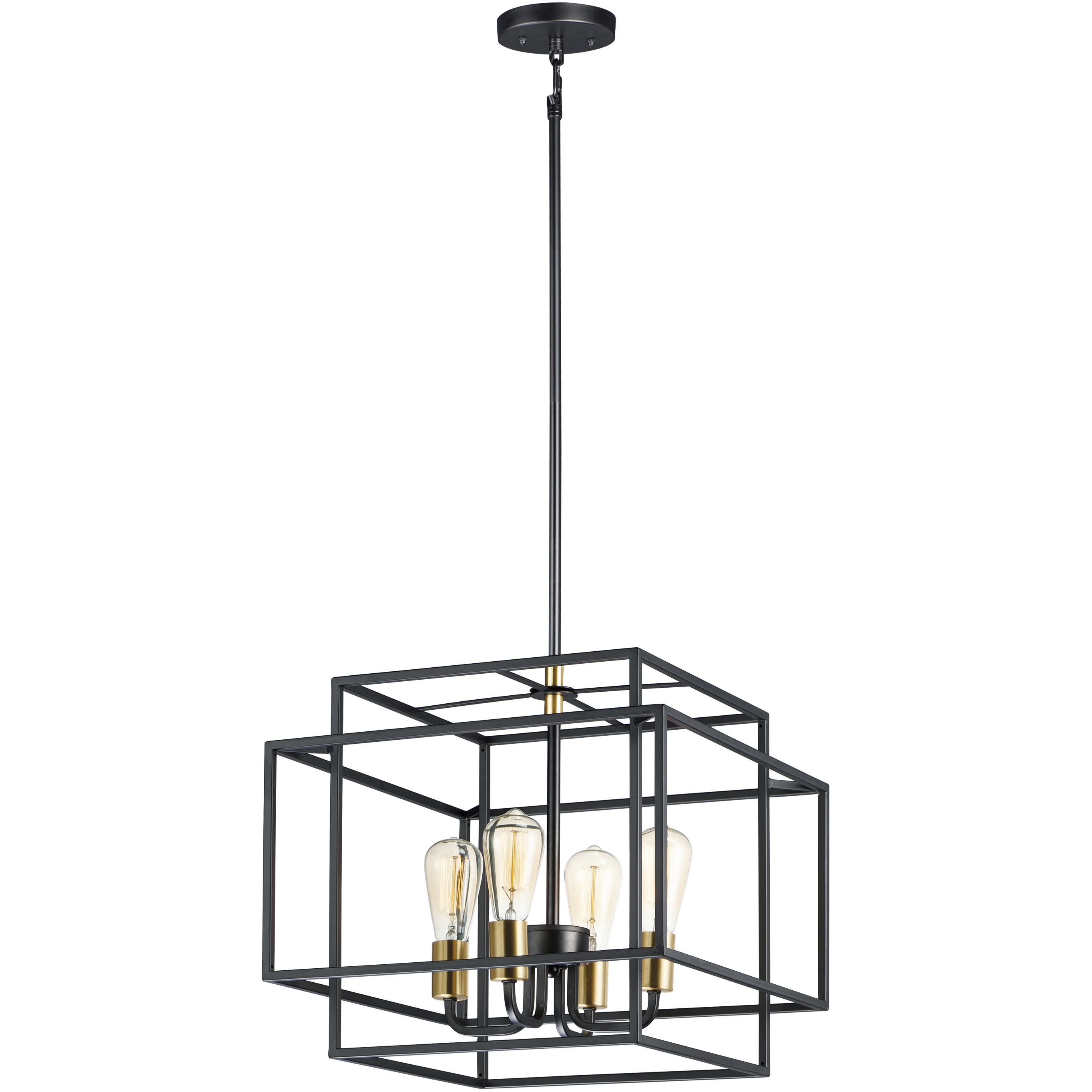 Liner 4 Light 17.75 inch Black and Satin Brass Single Pendant Ceiling Light