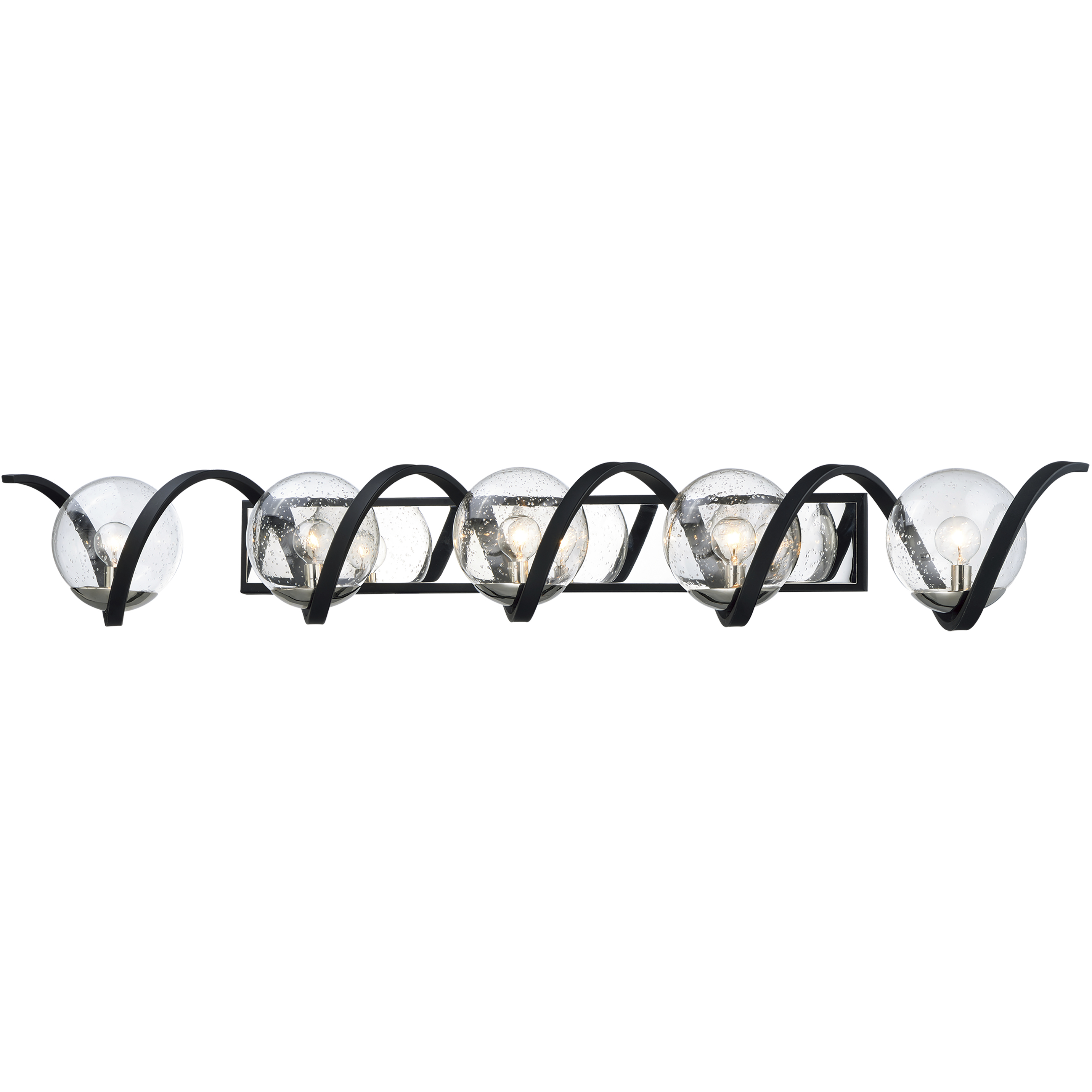 Curlicue 5 Light 49.25 inch Black and Polished Nickel Bath Vanity Wall Light