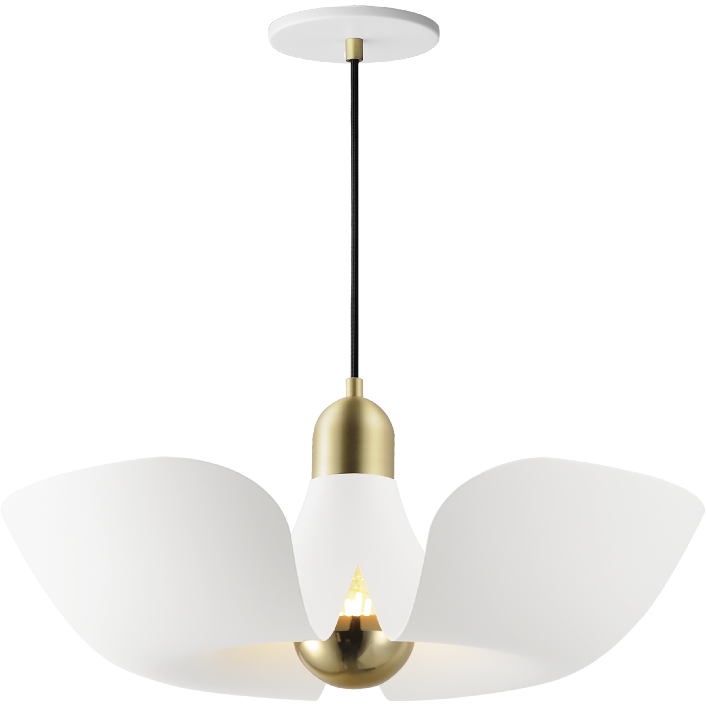 Poppy LED 17.75 inch White and Satin Brass Single Pendant Ceiling Light