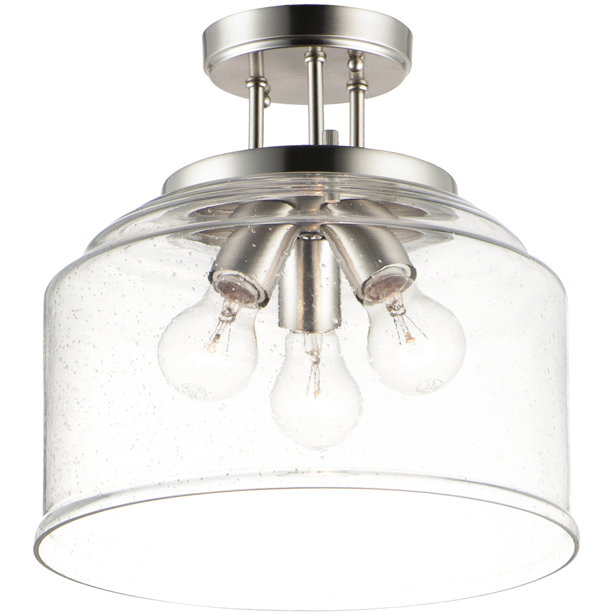 Acadia 3 Light 12.75 inch Satin Nickel Semi-Flush Mount Ceiling Light