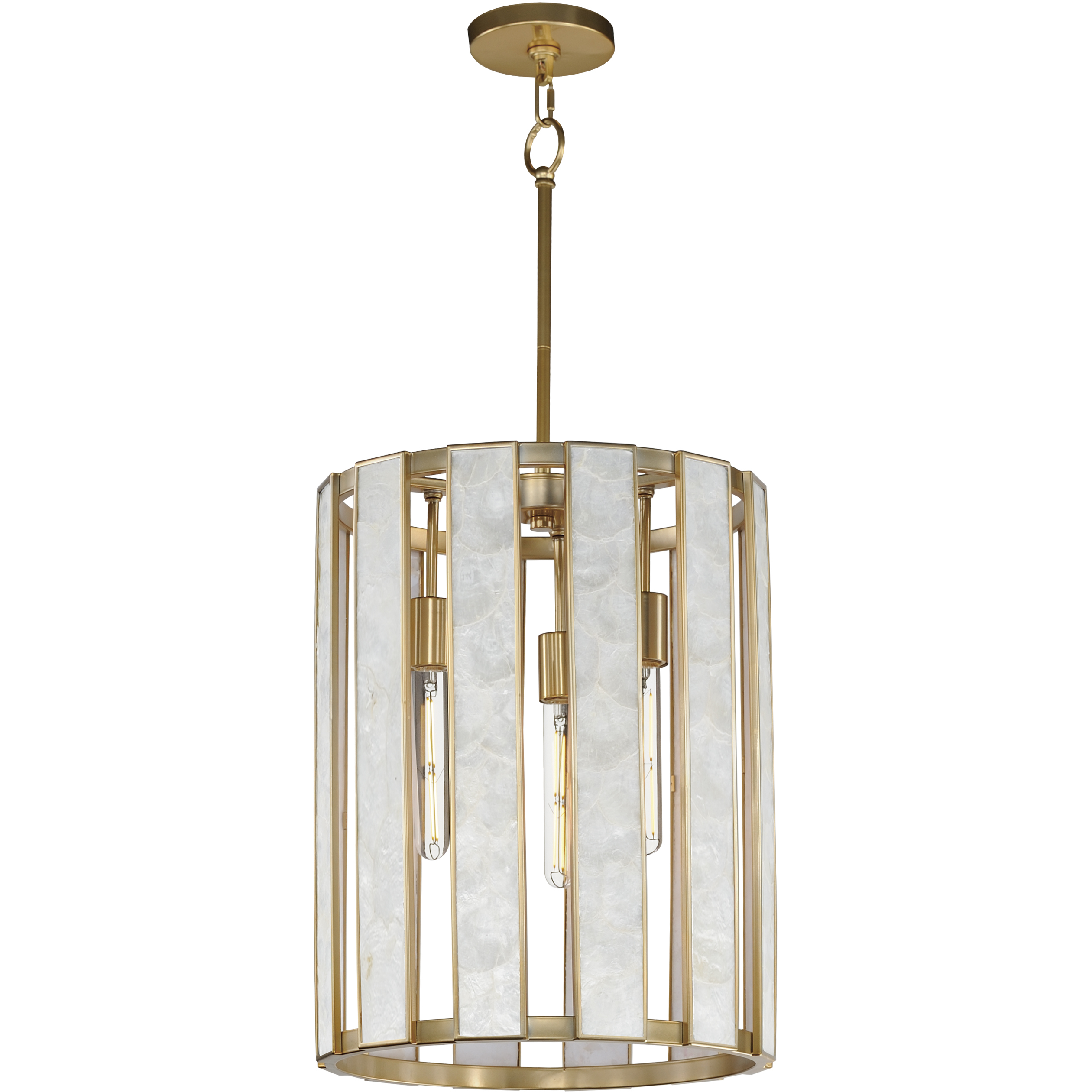 Miramar 3 Light 15 inch Capiz and Natural Aged Brass Entry Foyer Pendant Ceiling Light