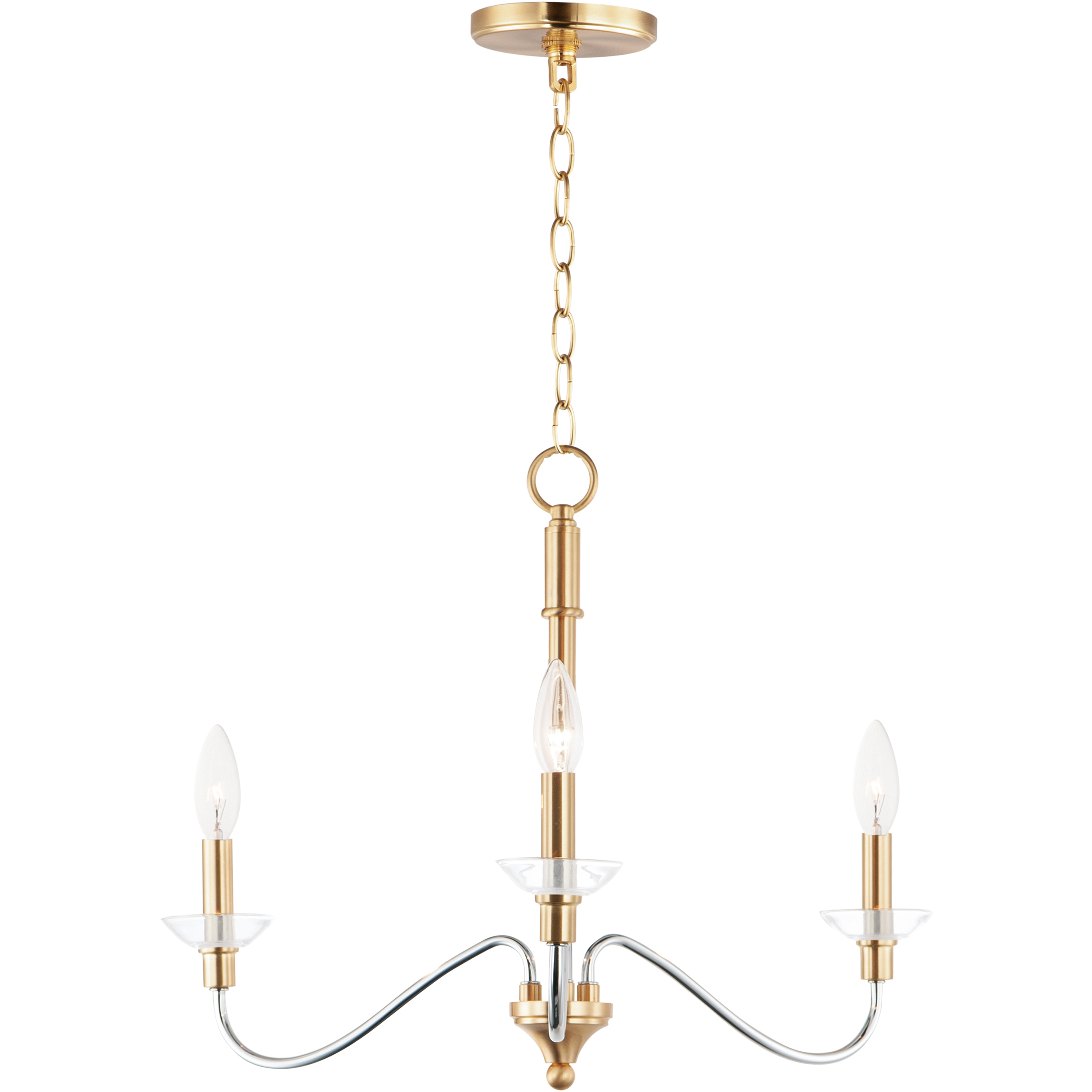 Clarion 3 Light 24 inch Polished Chrome and Satin Brass Multi-Light Pendant Ceiling Light