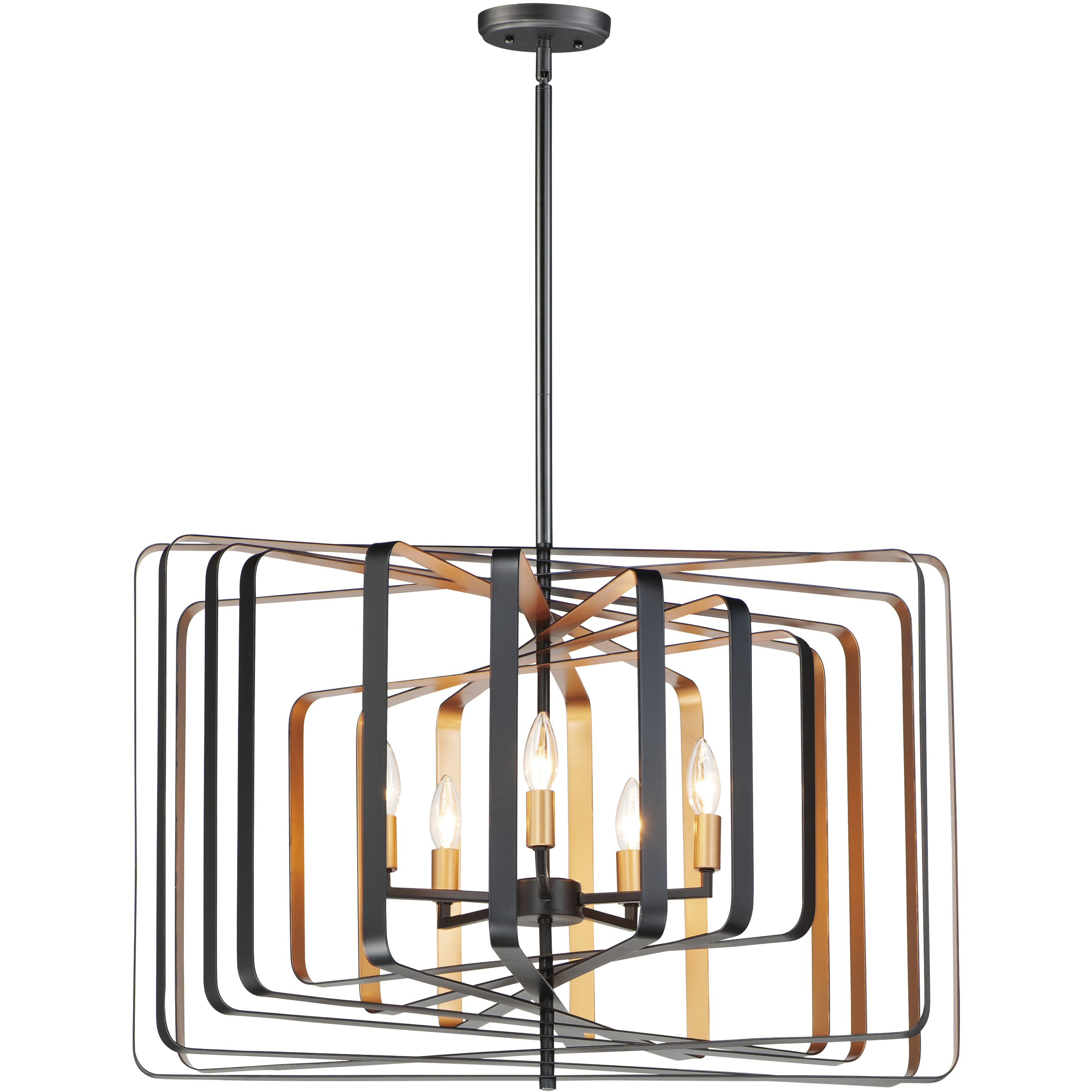 Radial 5 Light 30 inch Black and Gold Pendant System Ceiling Light