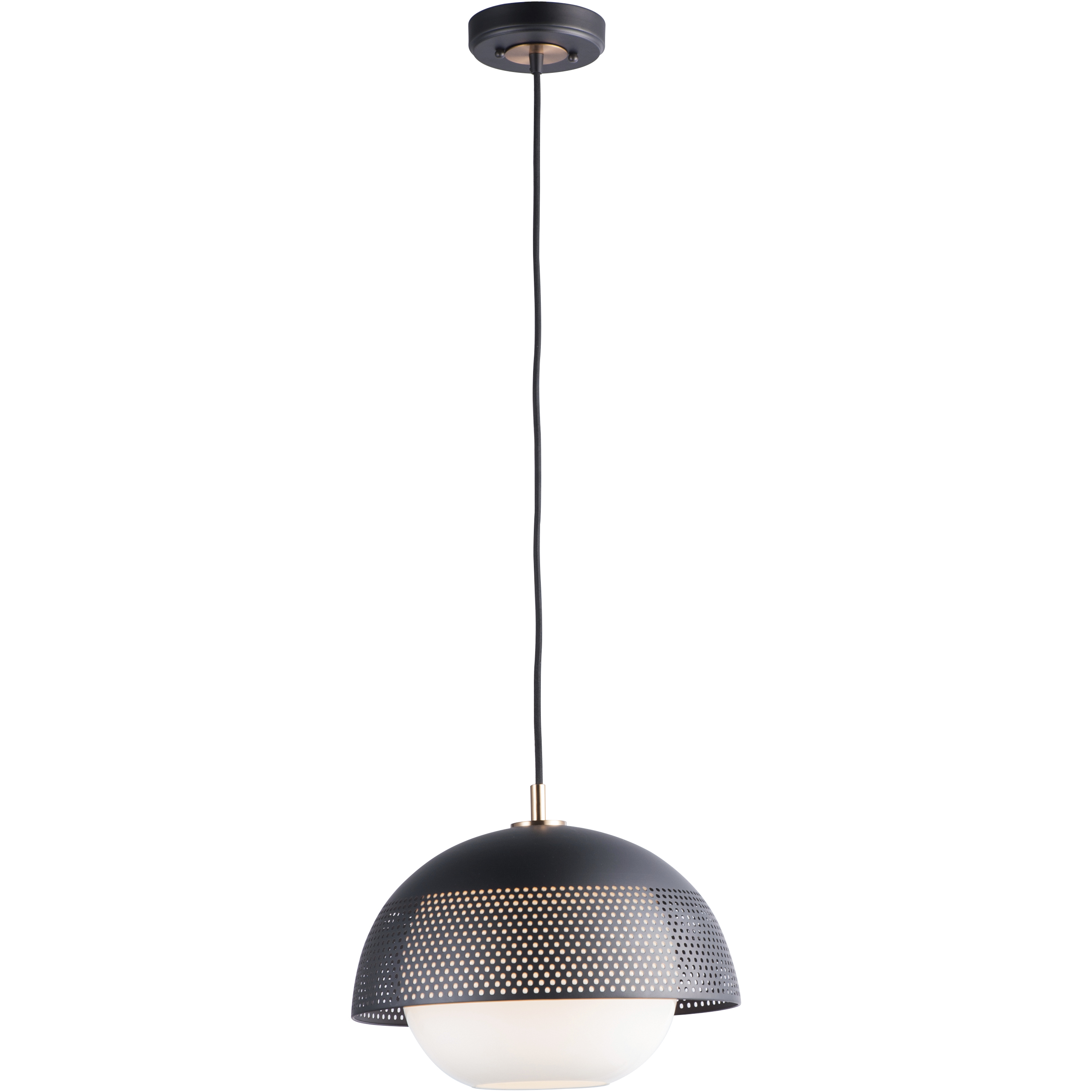 Perf 1 Light 14.25 inch Black and Satin Brass Single Pendant Ceiling Light