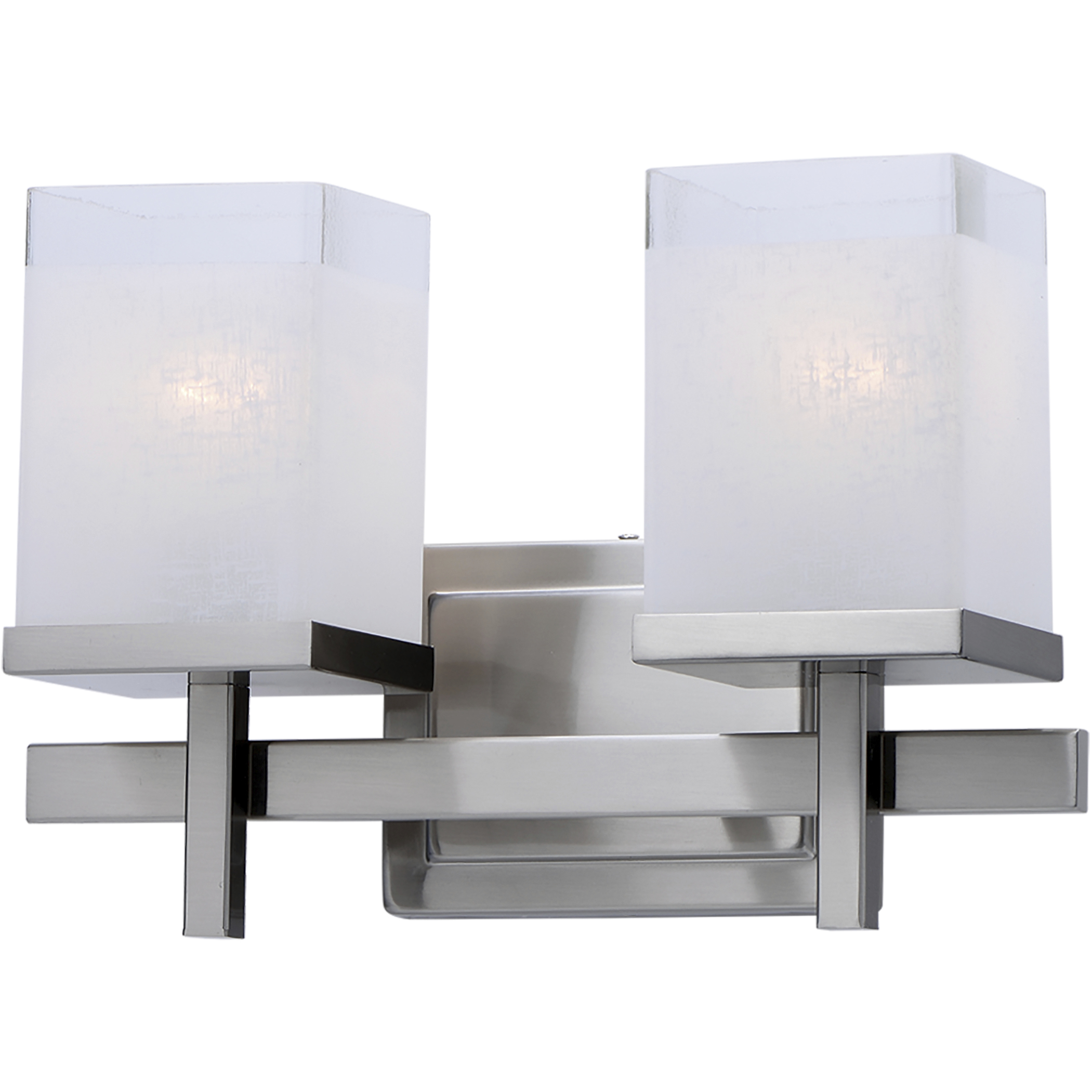 Tetra 2 Light 14 inch Satin Nickel Bath Vanity Wall Light in White Linen