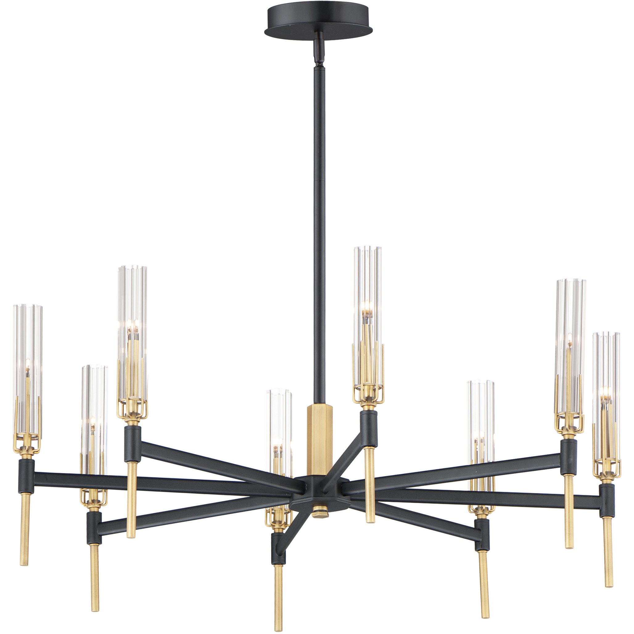 Flambeau LED 33 inch Black and Antique Brass Chandelier Ceiling Light
