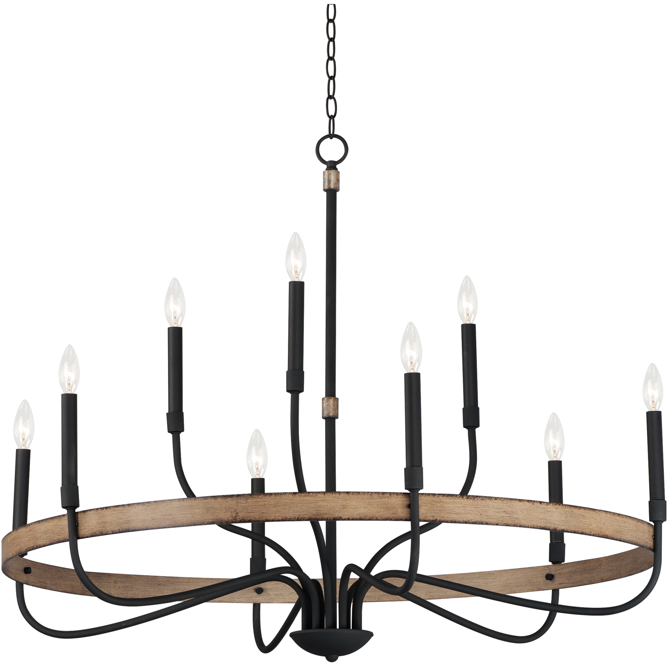 Franklin 9 Light 40 inch Driftwood and Black Chandelier Ceiling Light