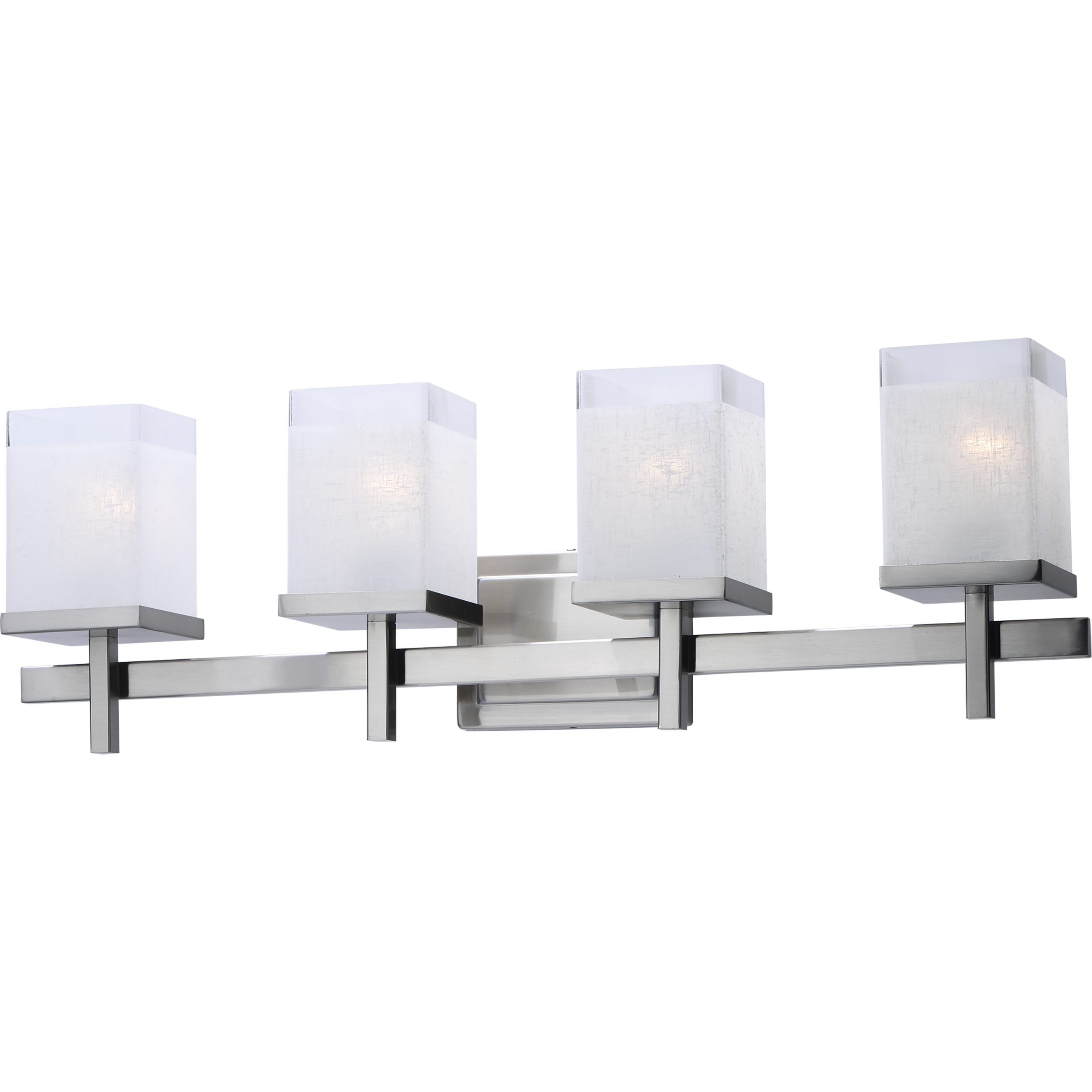 Tetra 4 Light 30 inch Satin Nickel Bath Vanity Wall Light in White Linen