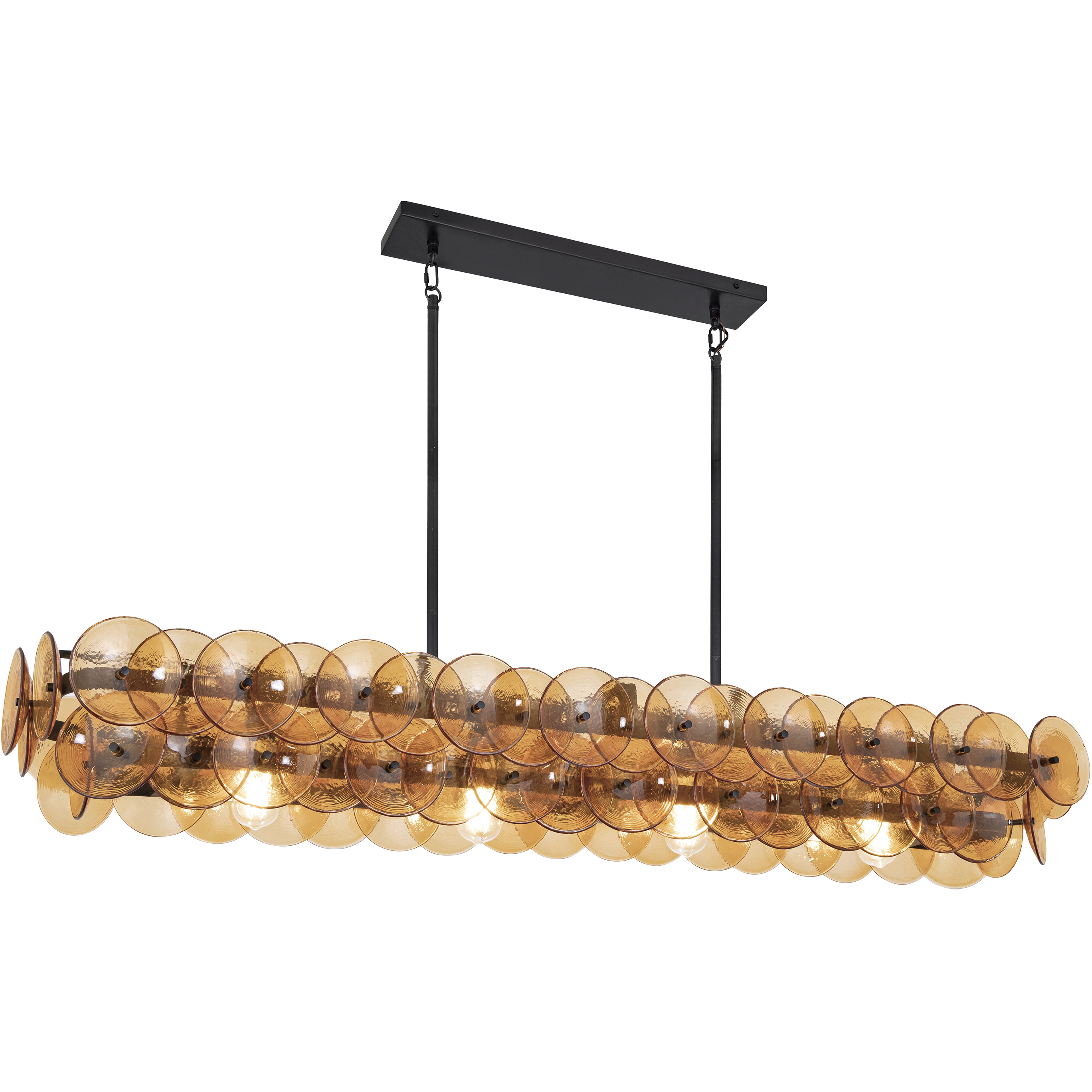 Loren 5 Light 54 inch Gunmetal Linear Pendant Ceiling Light in Amber