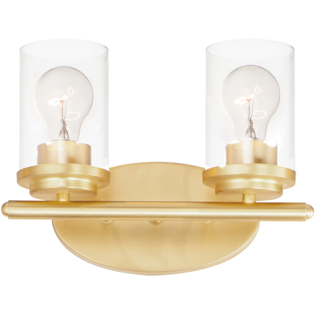 Corona 2 Light 12 inch Satin Brass Bath Vanity Wall Light in Clear