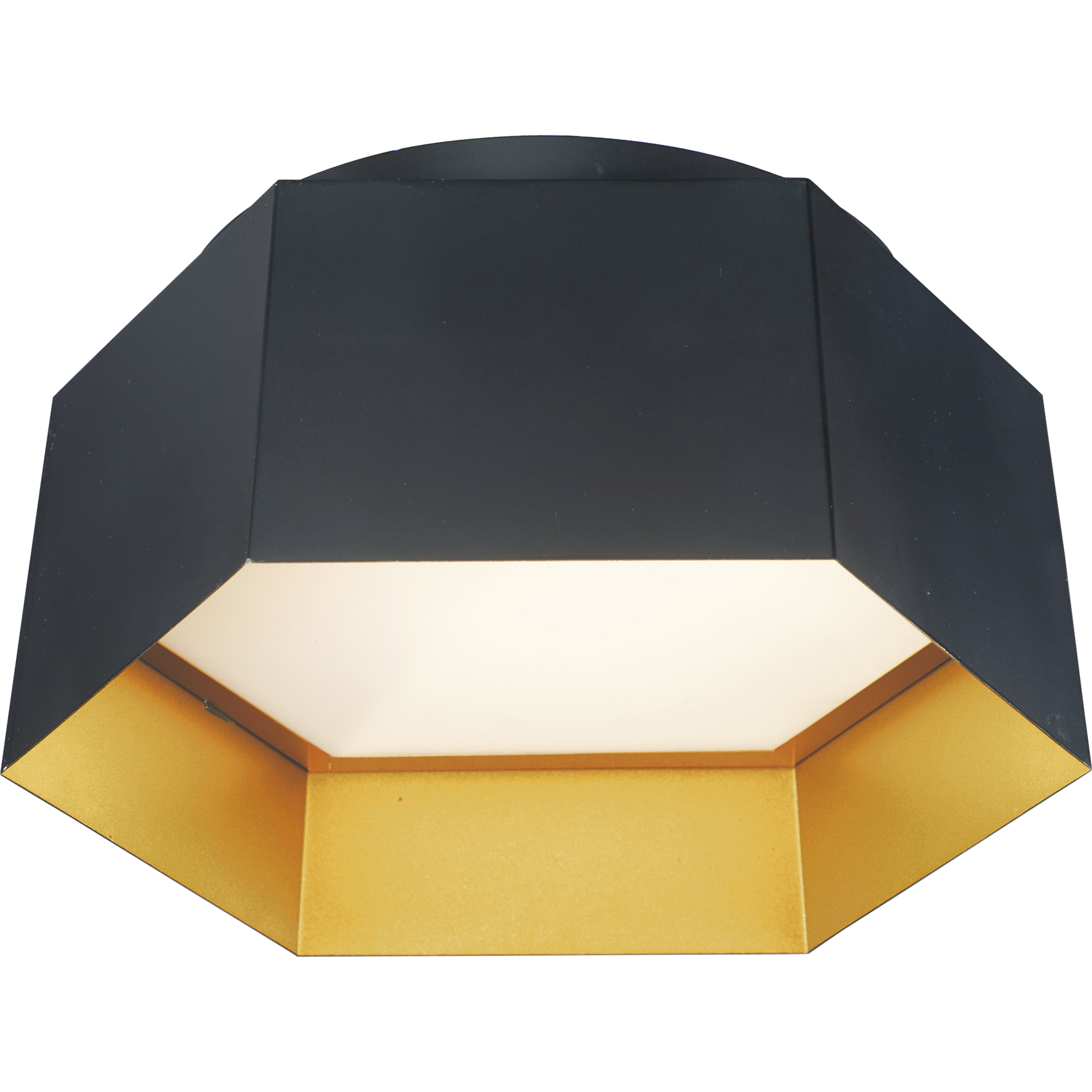 Honeycomb LED 16 inch Black and Gold Flush Mount Ceiling Light