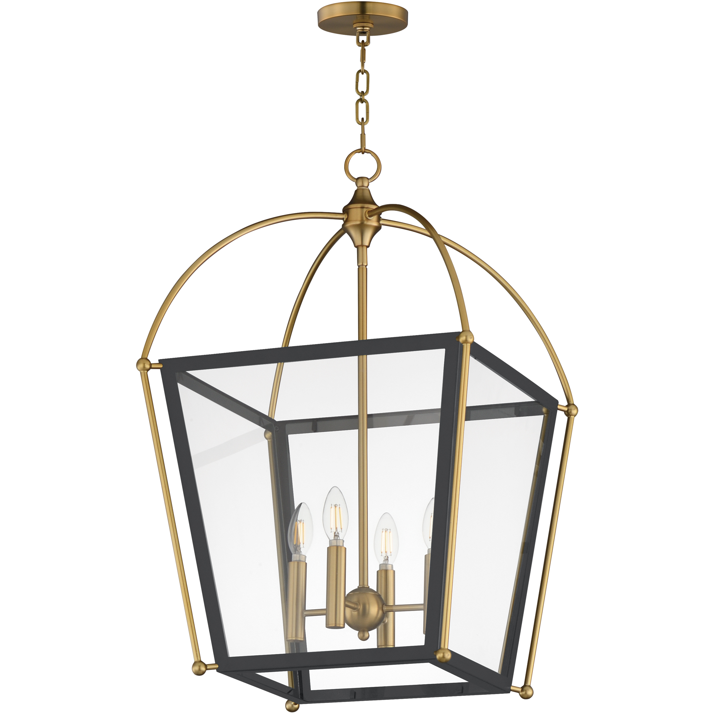 McCadden 4 Light 18.5 inch Black and Natural Aged Brass Entry Foyer Pendant Ceiling Light