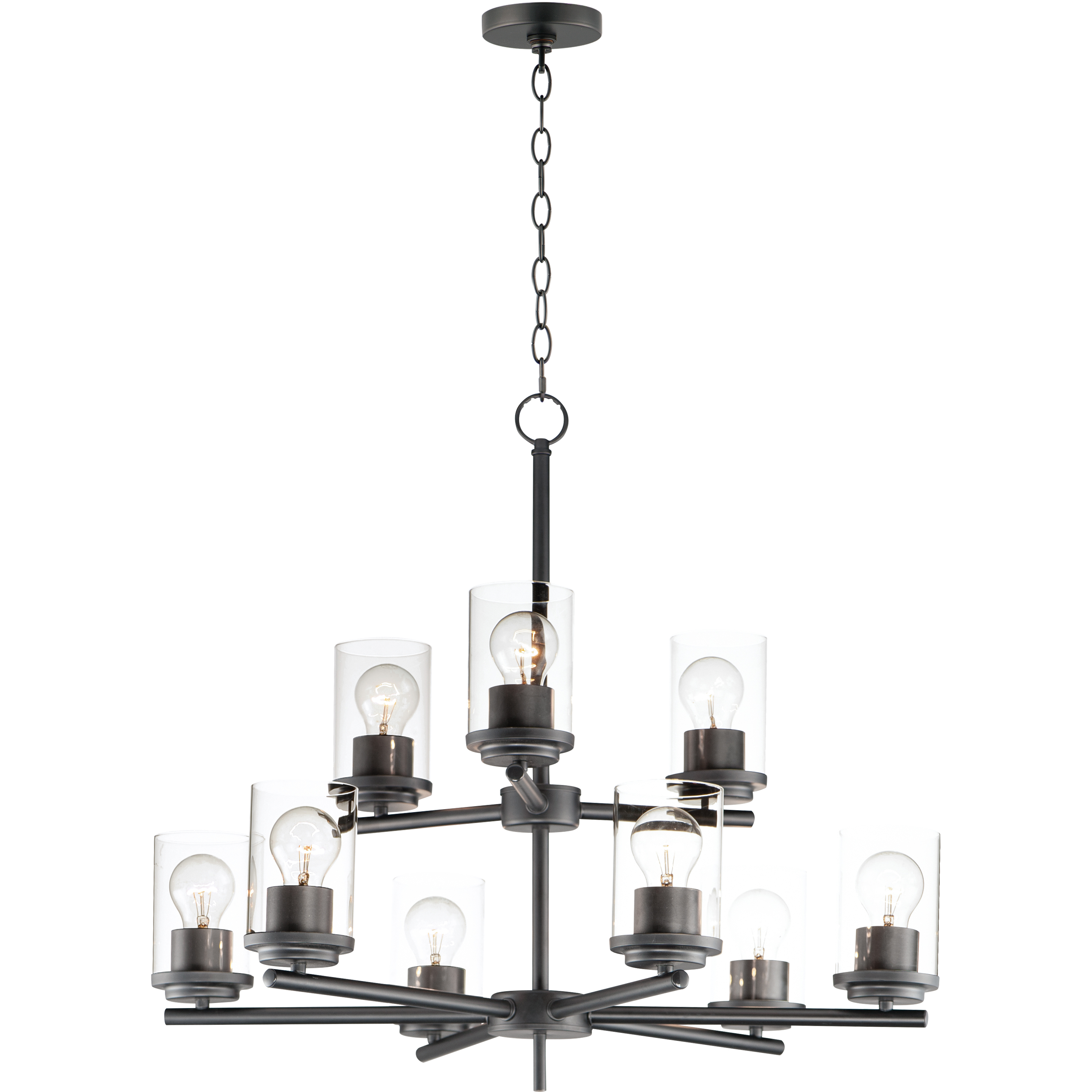 Corona 9 Light 28 inch Black Multi-Tier Chandelier Ceiling Light in Clear