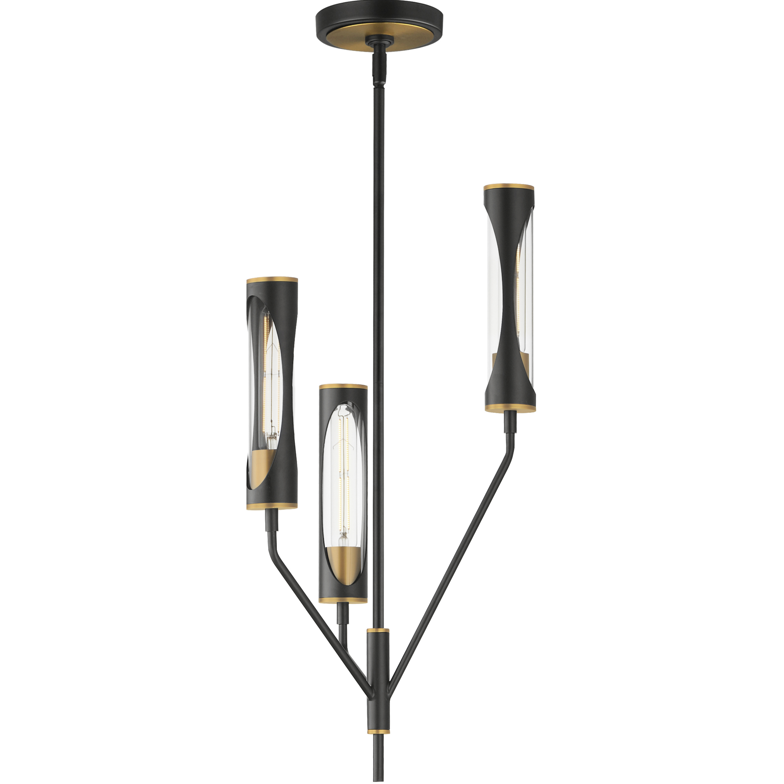 Regent LED 14 inch Black and Antique Brass Multi-Light Pendant Ceiling Light