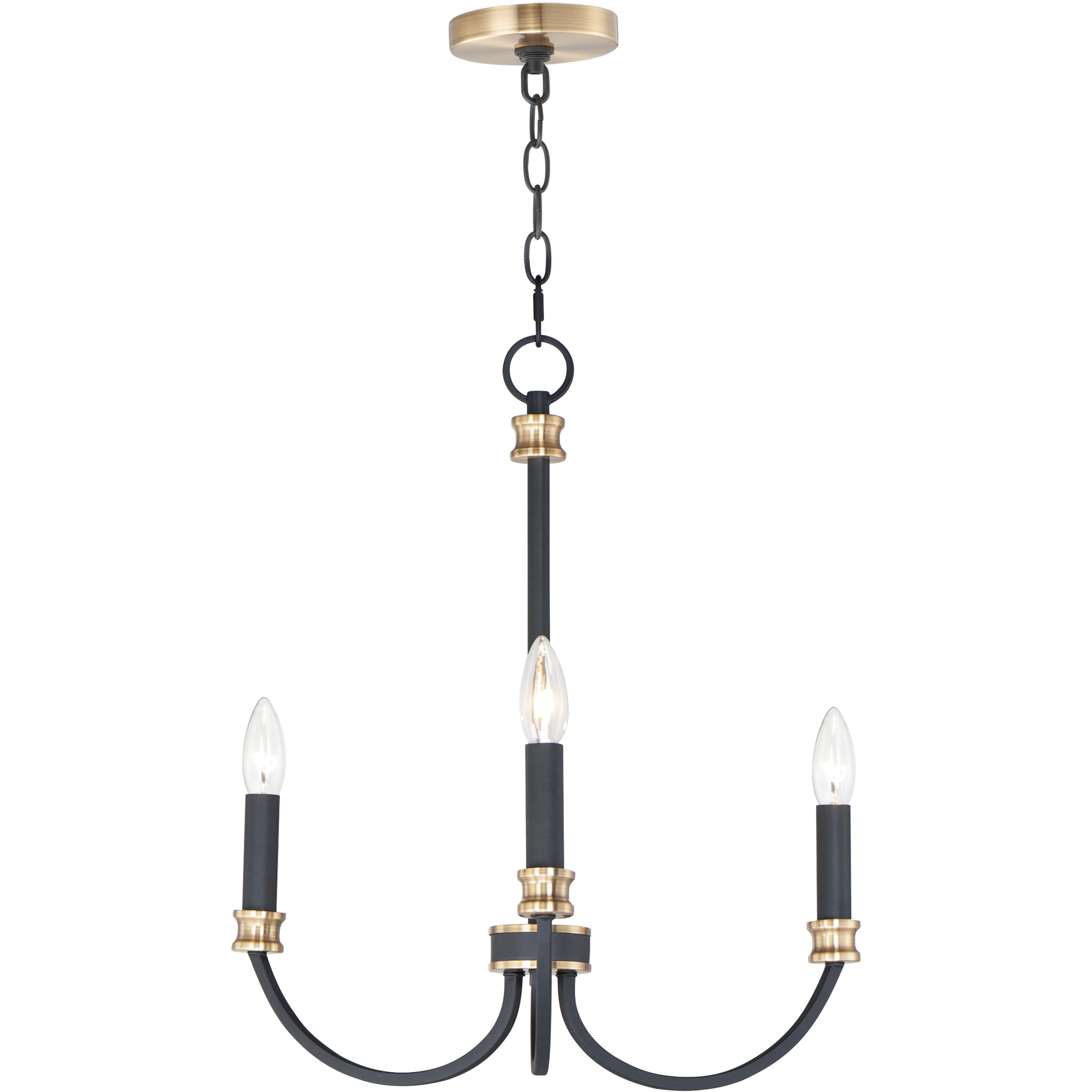 Charlton 3 Light 20 inch Black and Antique Brass Chandelier Ceiling Light in Antique Brass and Black