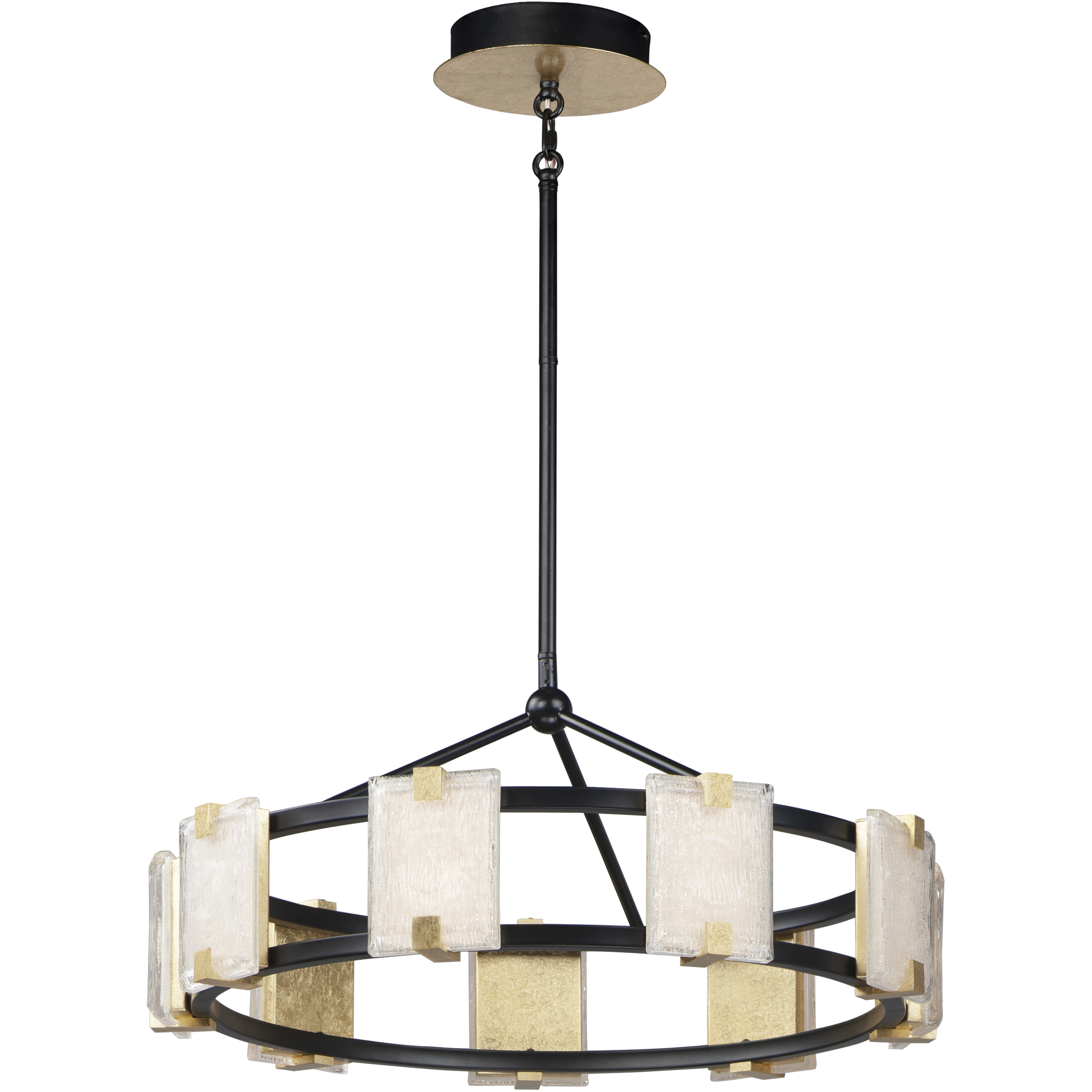 Radiant LED 26.75 inch Black and Gold Leaf Chandelier Ceiling Light