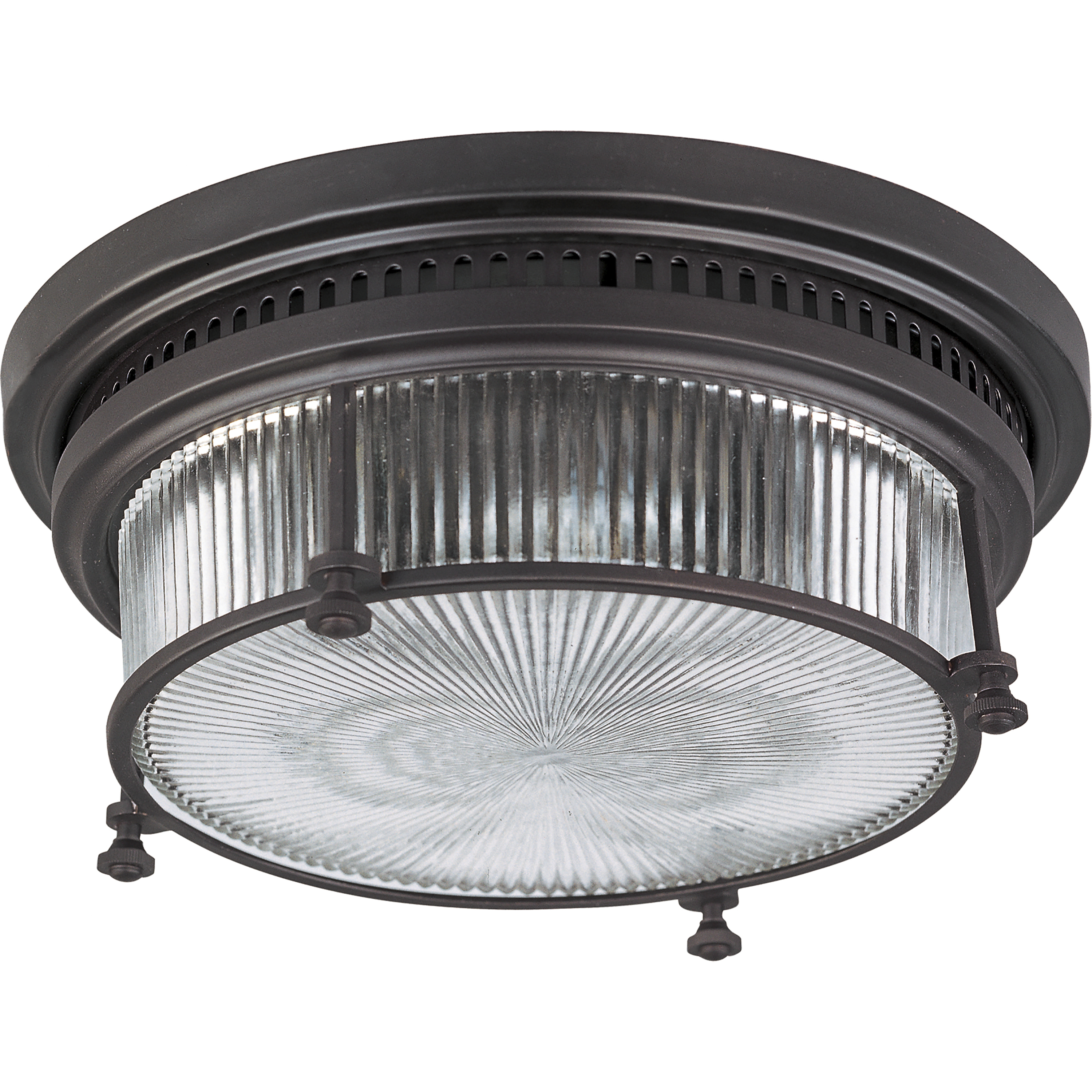 Hi-Bay 2 Light 13 inch Bronze Flush Mount Ceiling Light