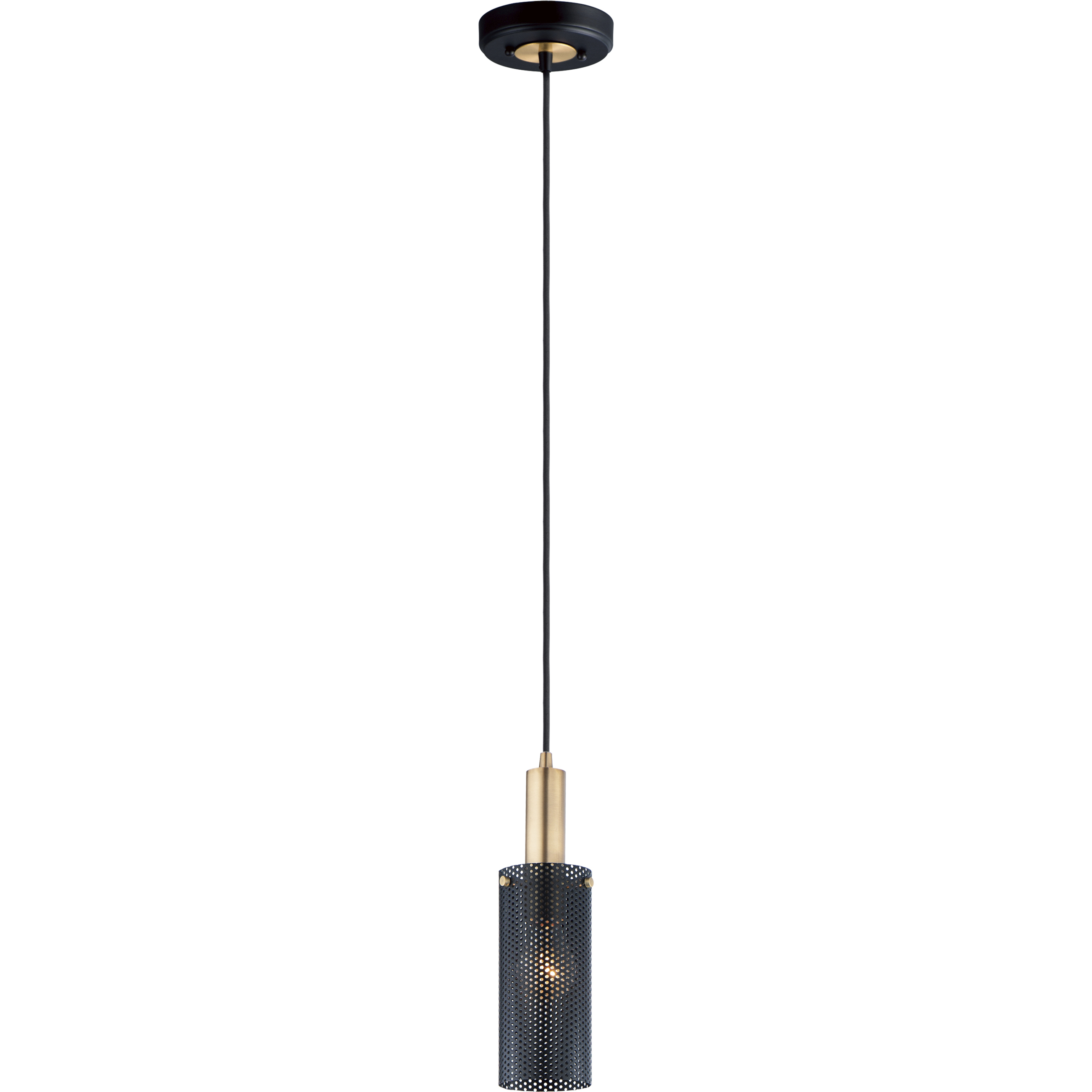 Perf 1 Light 3.5 inch Black and Satin Brass Mini Pendant Ceiling Light
