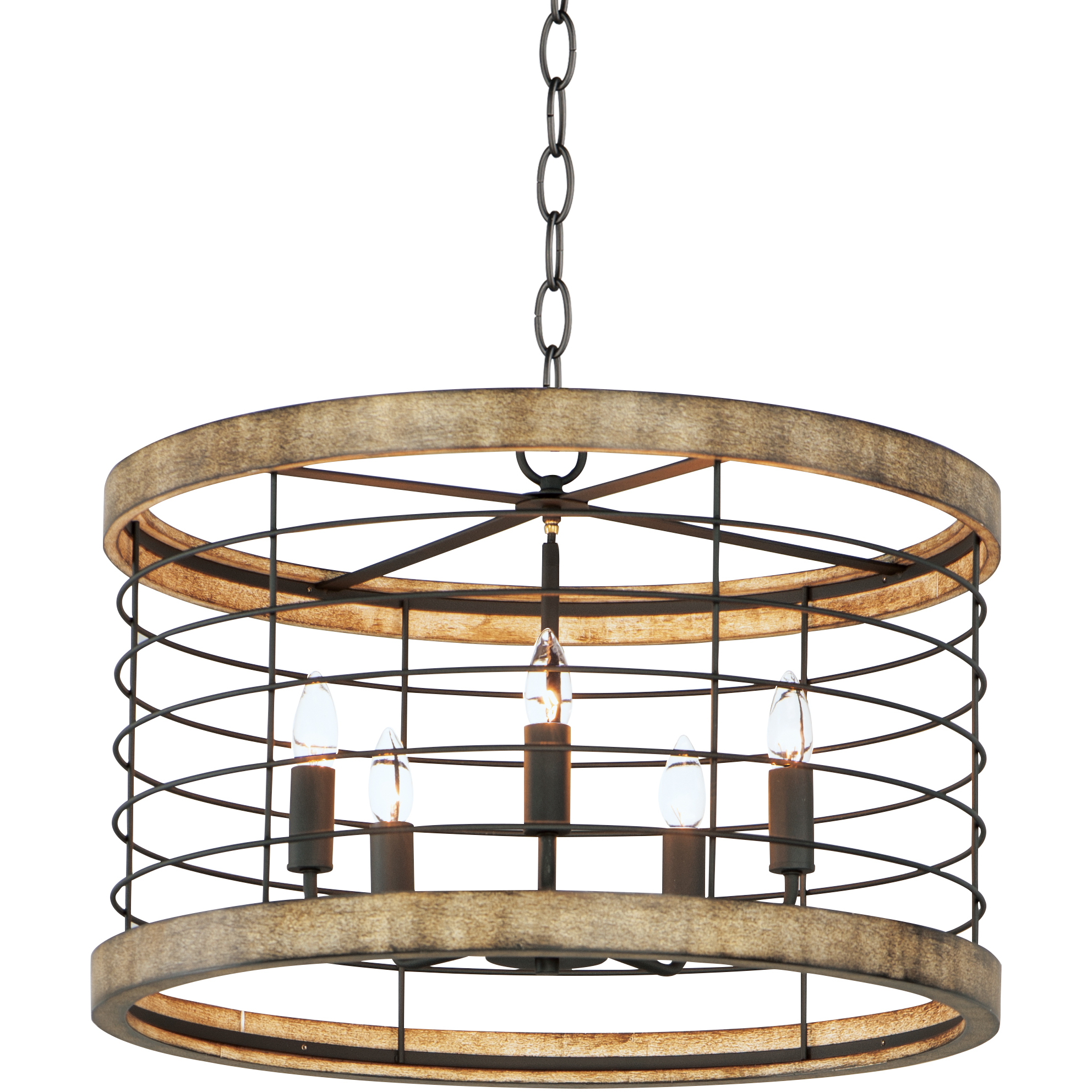 Homestead 5 Light 24 inch Driftwood and Black Chandelier Ceiling Light