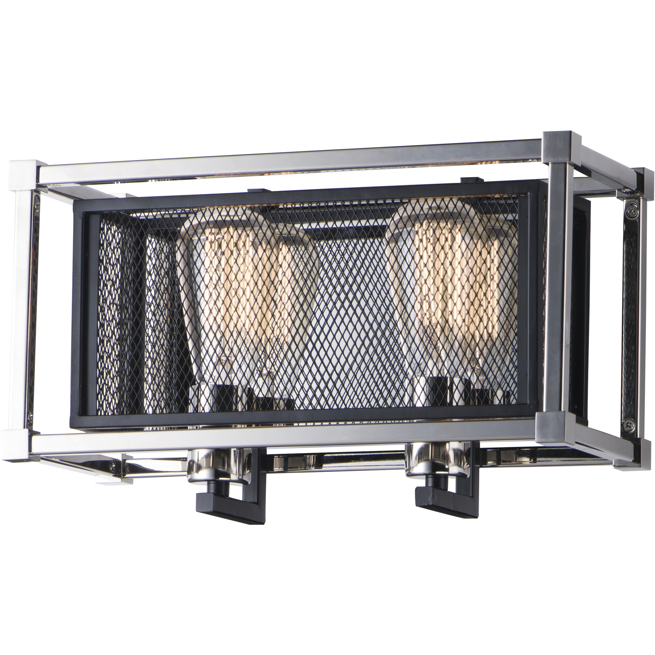 Refine 2 Light 14.25 inch Black and Polished Nickel Bath Vanity Wall Light
