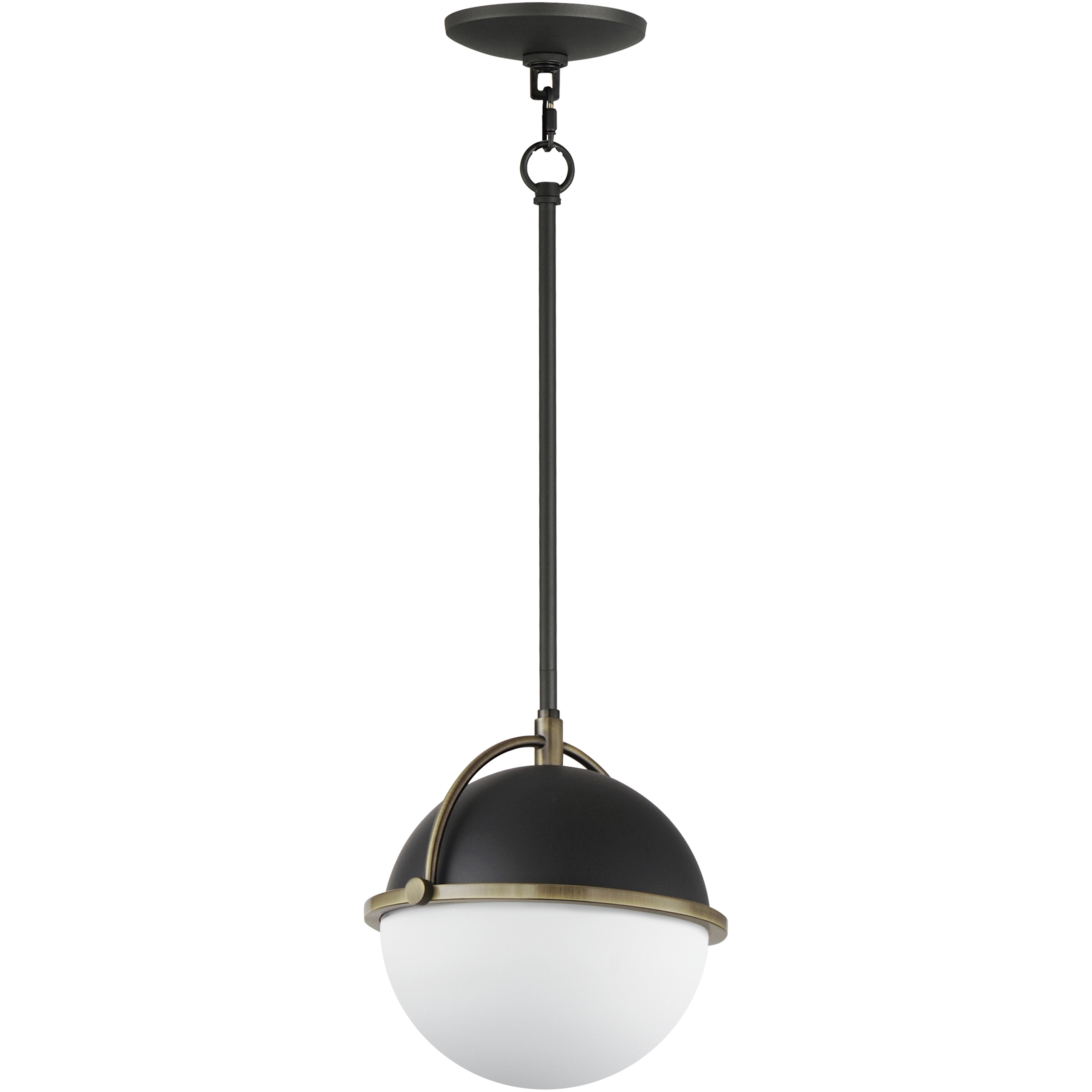 Duke 1 Light 9.5 inch Black and Weathered Brass Single Pendant Ceiling Light