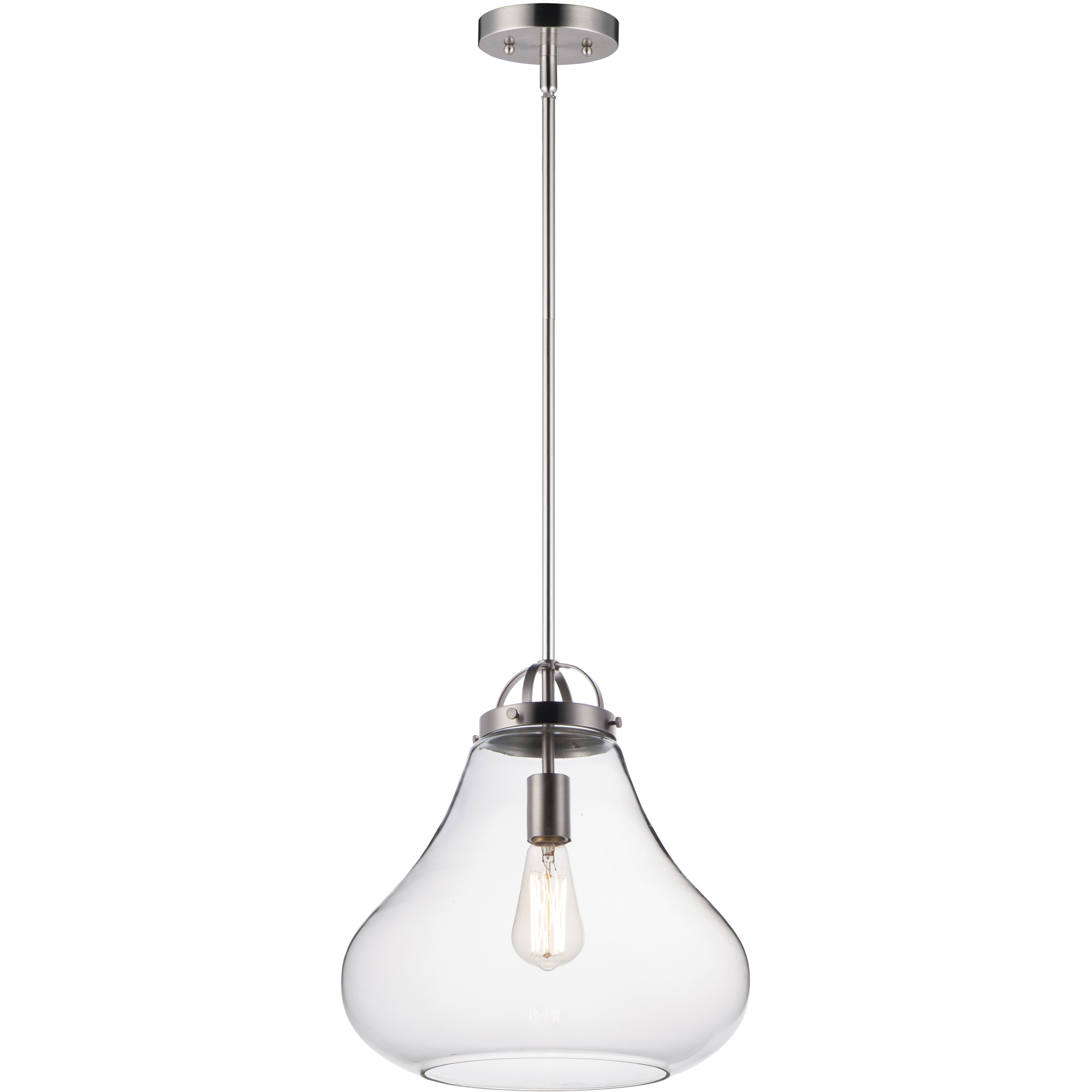 Stella 1 Light 13.75 inch Satin Nickel Single Pendant Ceiling Light in Clear
