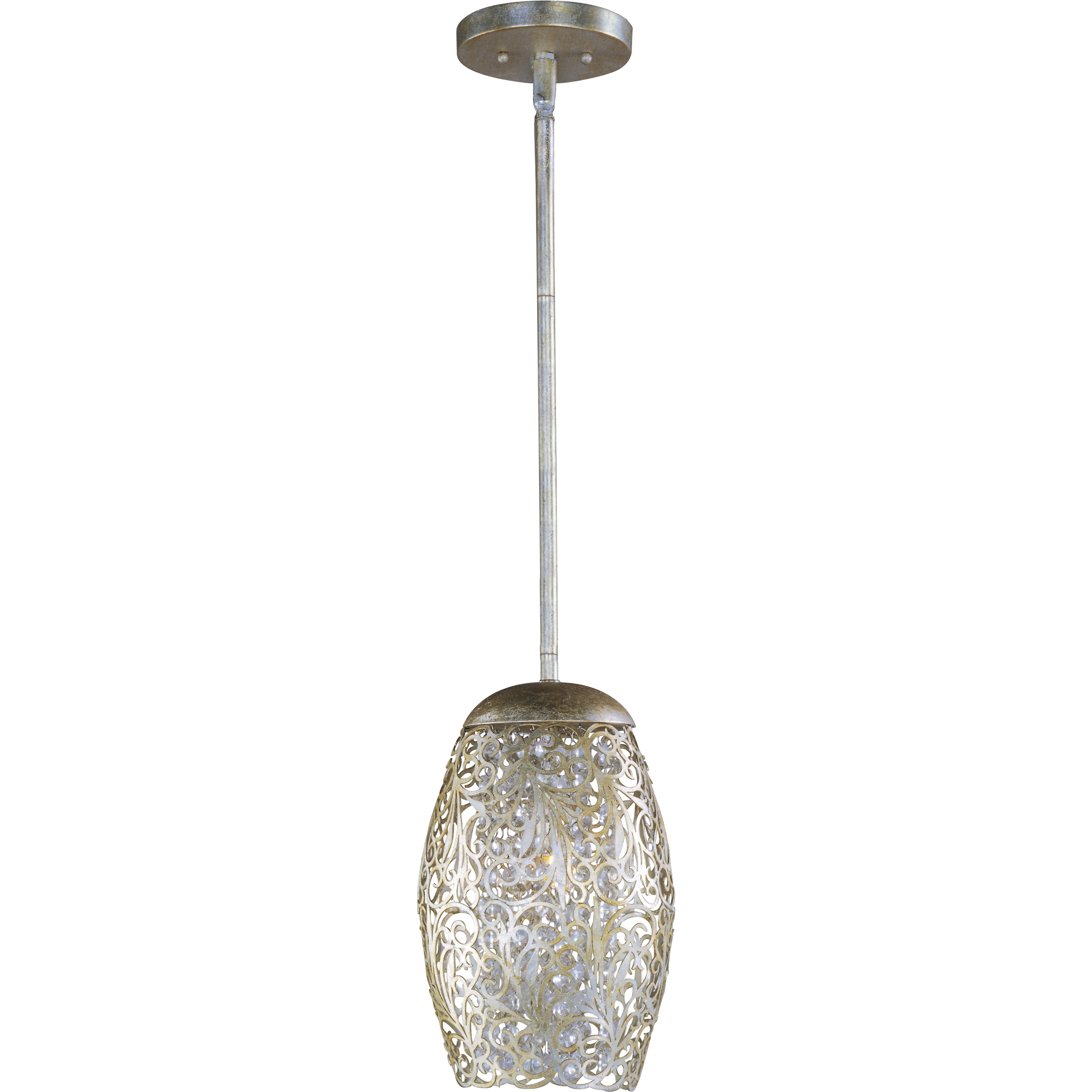 Arabesque LED 6.5 inch Golden Silver Mini Pendant Ceiling Light in Beveled Crystal