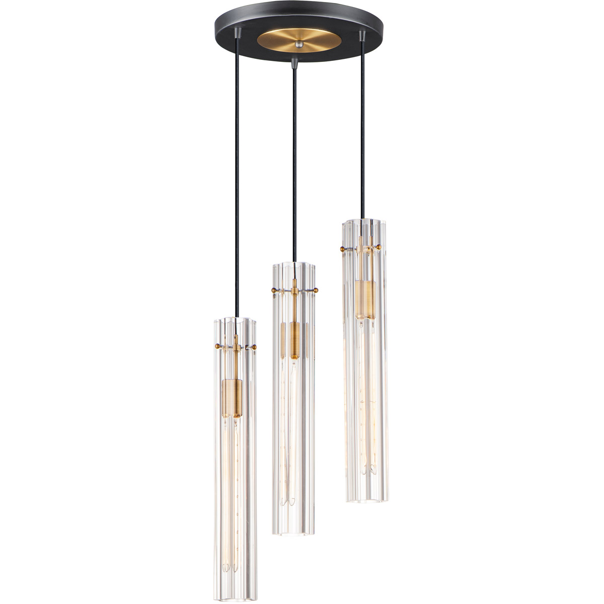 Maxim 16123CLBKAB Flambeau 3 Light 13 inch Black/Antique