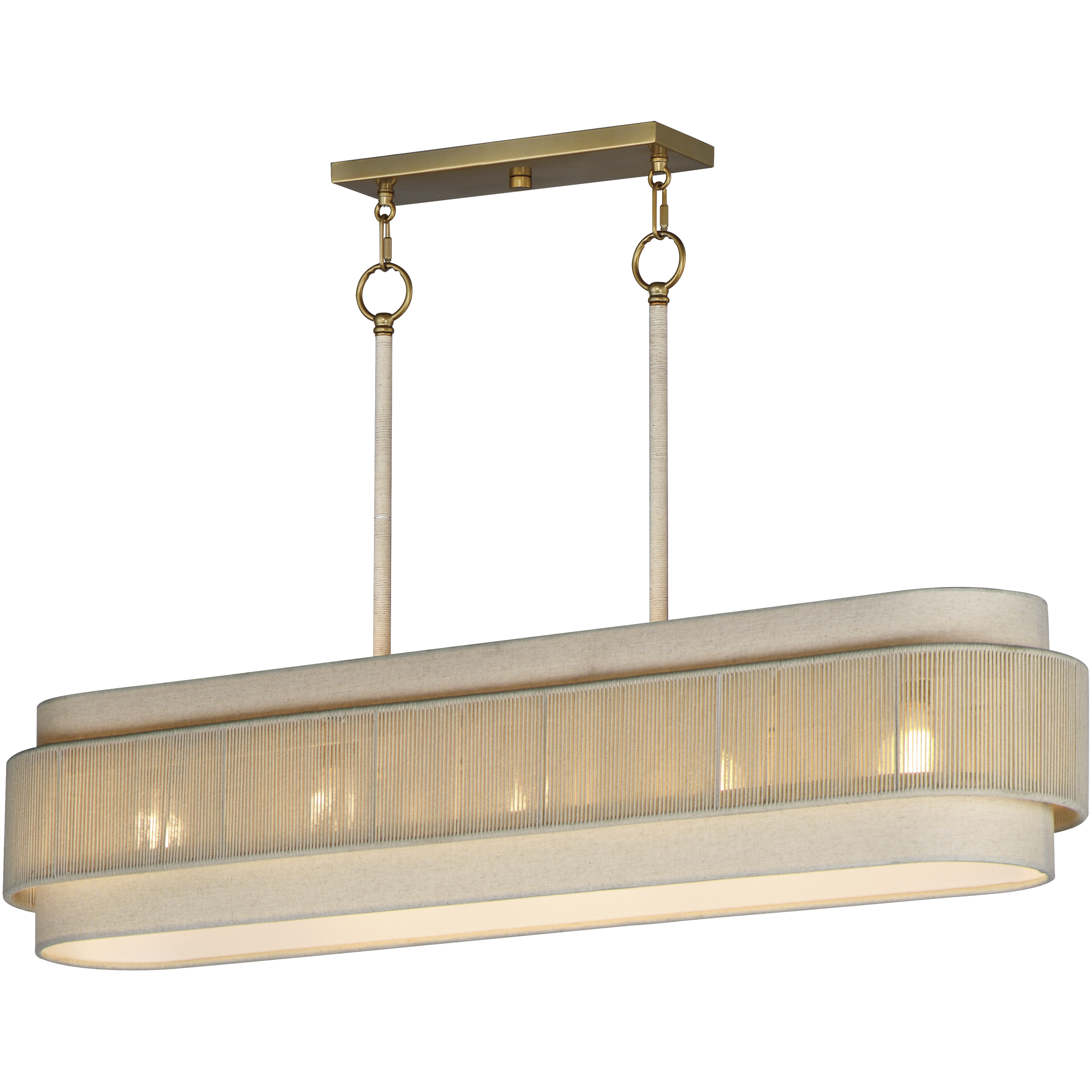 Seacliff 5 Light 42 inch Natural Aged Brass Linear Pendant Ceiling Light