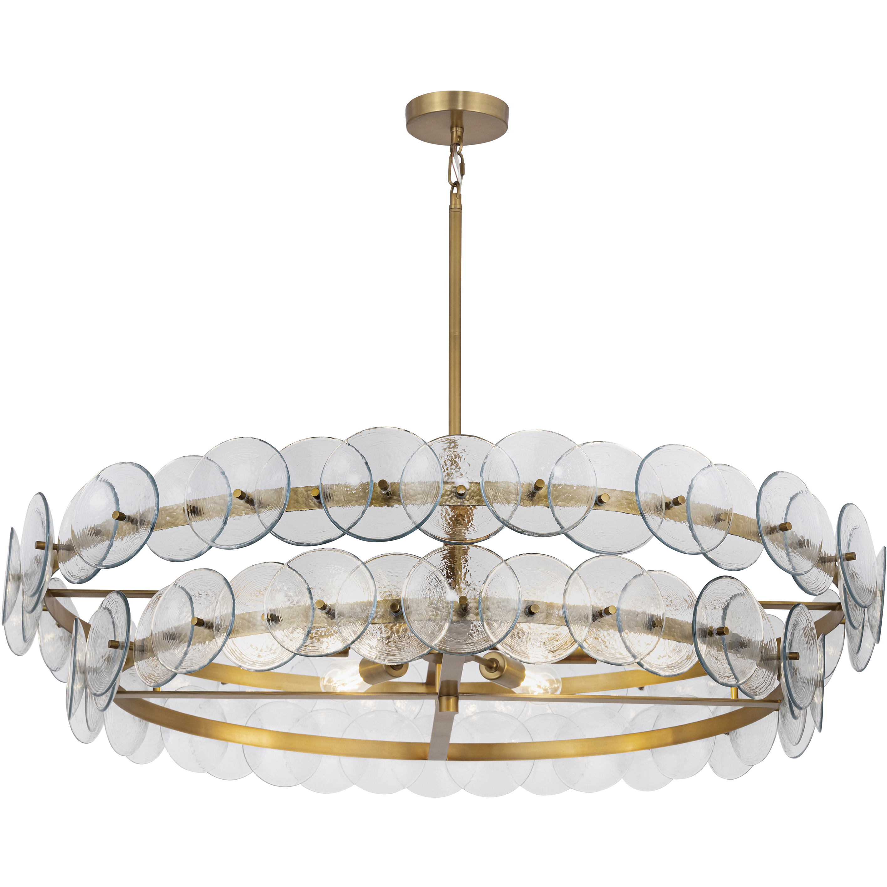 Loren 8 Light 42 inch Weathered Brass Multi-Tier Chandelier Ceiling Light in Textured Clear