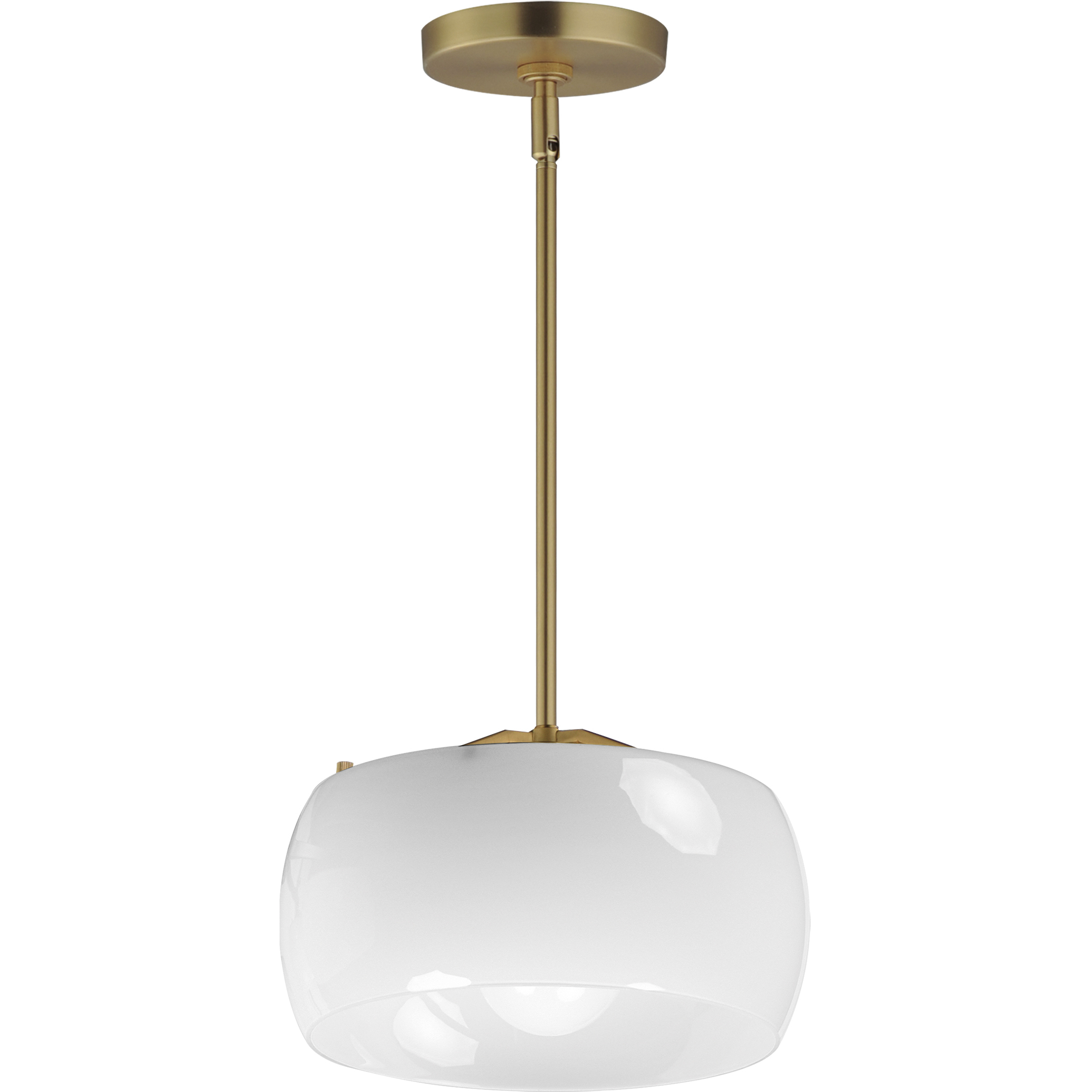 Glazed 1 Light 11 inch White and Natural Aged Brass Single Pendant Ceiling Light