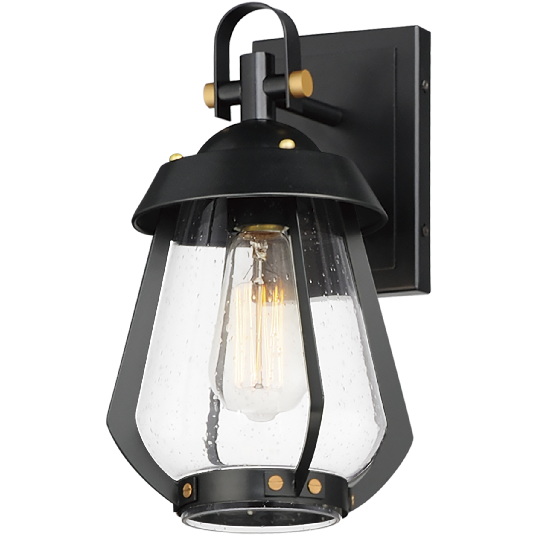 Mariner 1 Light 12.75 inch Black and Antique Brass Outdoor Wall Mount, Small