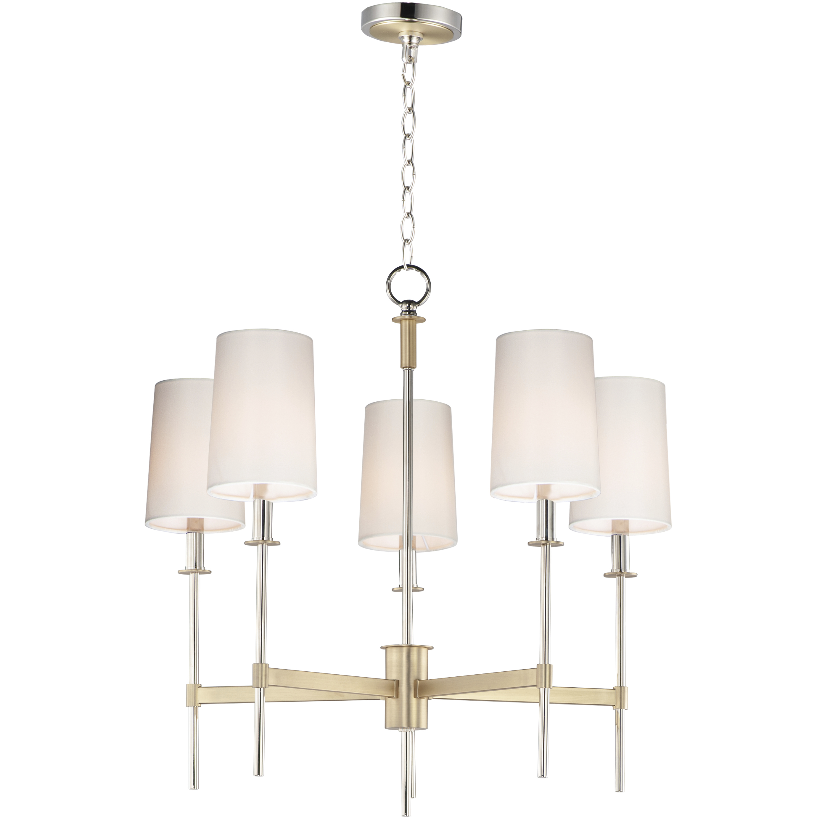 Uptown 5 Light 26 inch Satin Brass and Polished Nickel Chandelier Ceiling Light