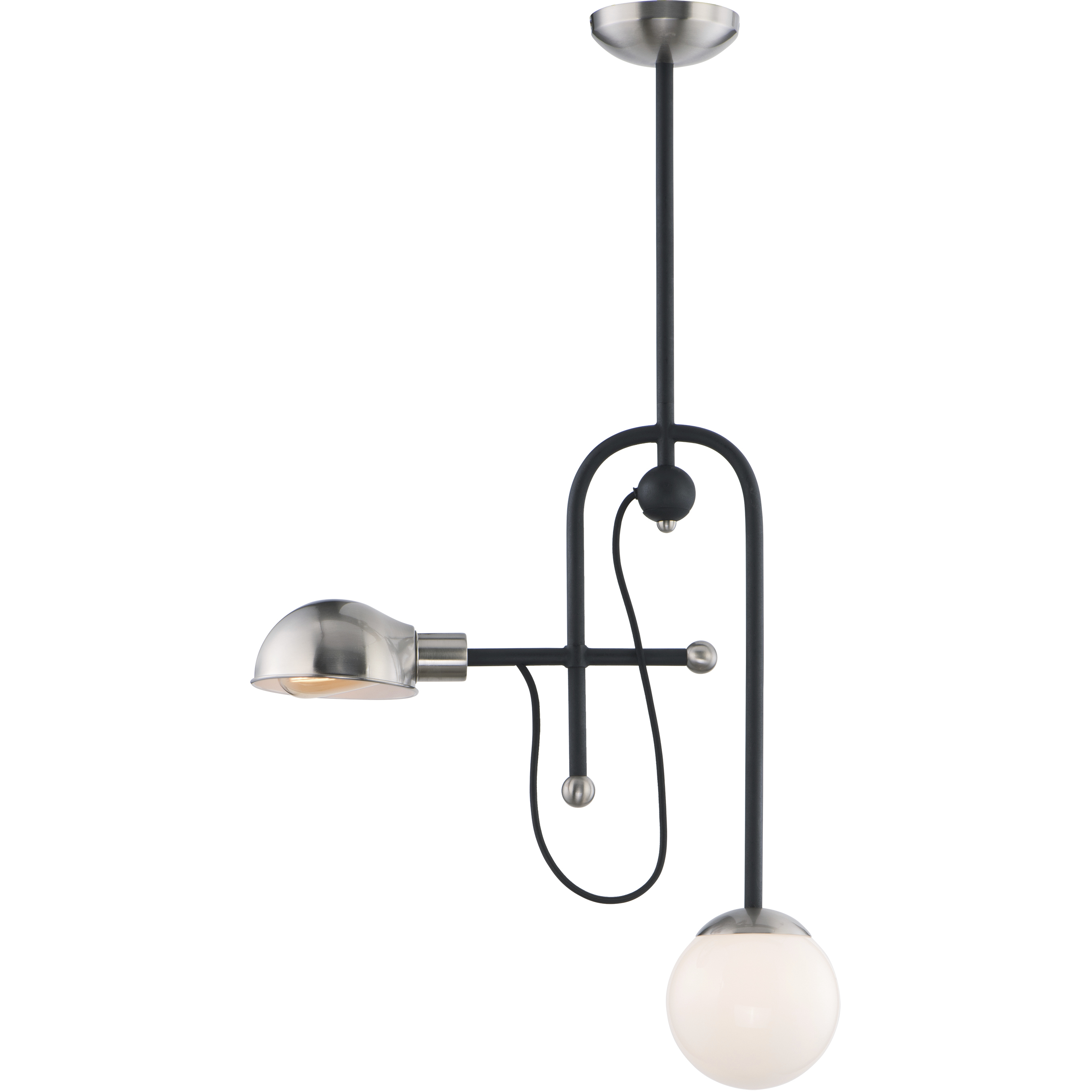 Mingle LED 6 inch Black and Satin Nickel Single Pendant Ceiling Light