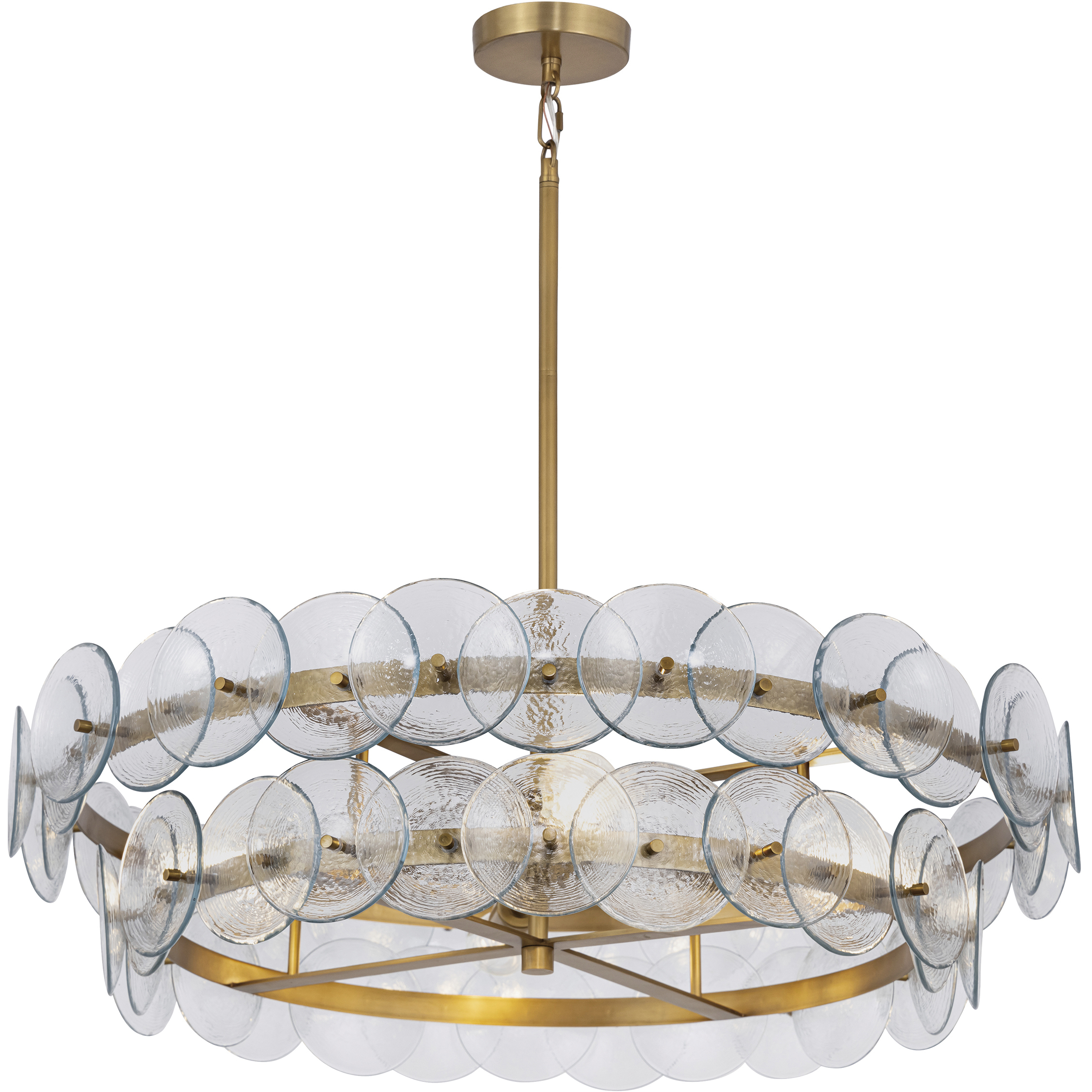 Loren 6 Light 32 inch Weathered Brass Multi-Tier Chandelier Ceiling Light in Textured Clear