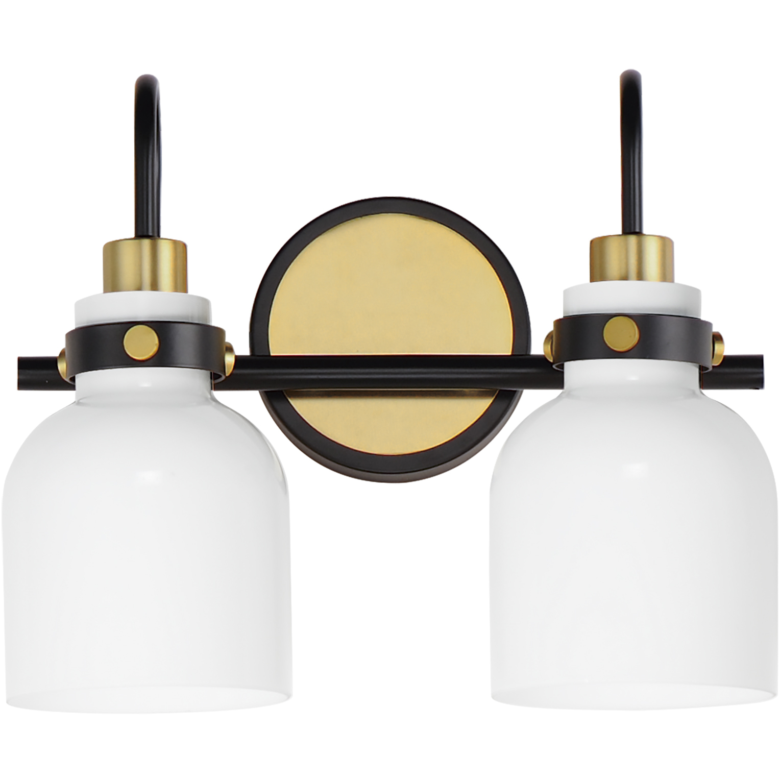 Milk 2 Light 13.5 inch Satin Brass Bath Vanity Wall Light in Black and Satin Brass