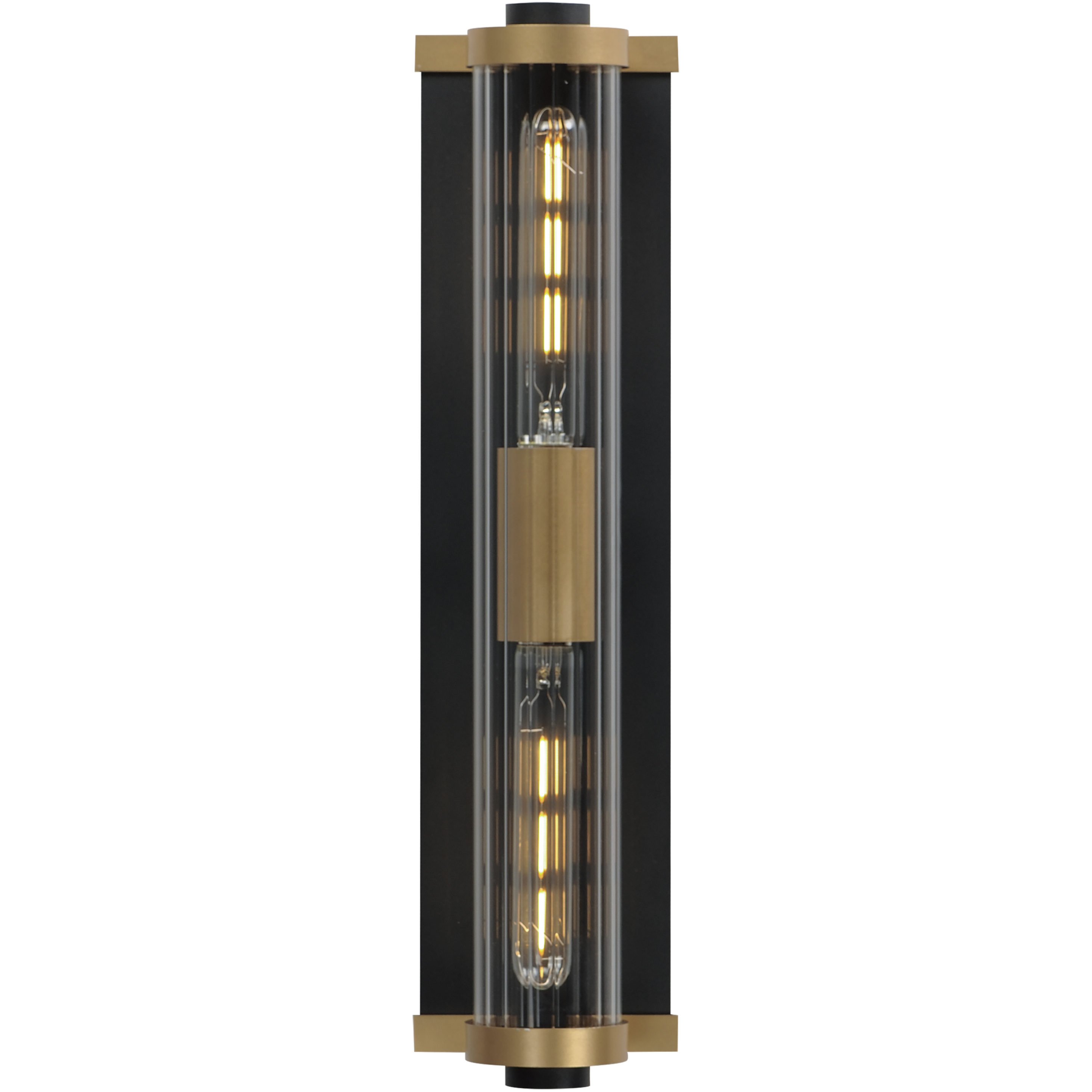 Opulent 2 Light 20 inch Black and Antique Brass Outdoor Wall Mount