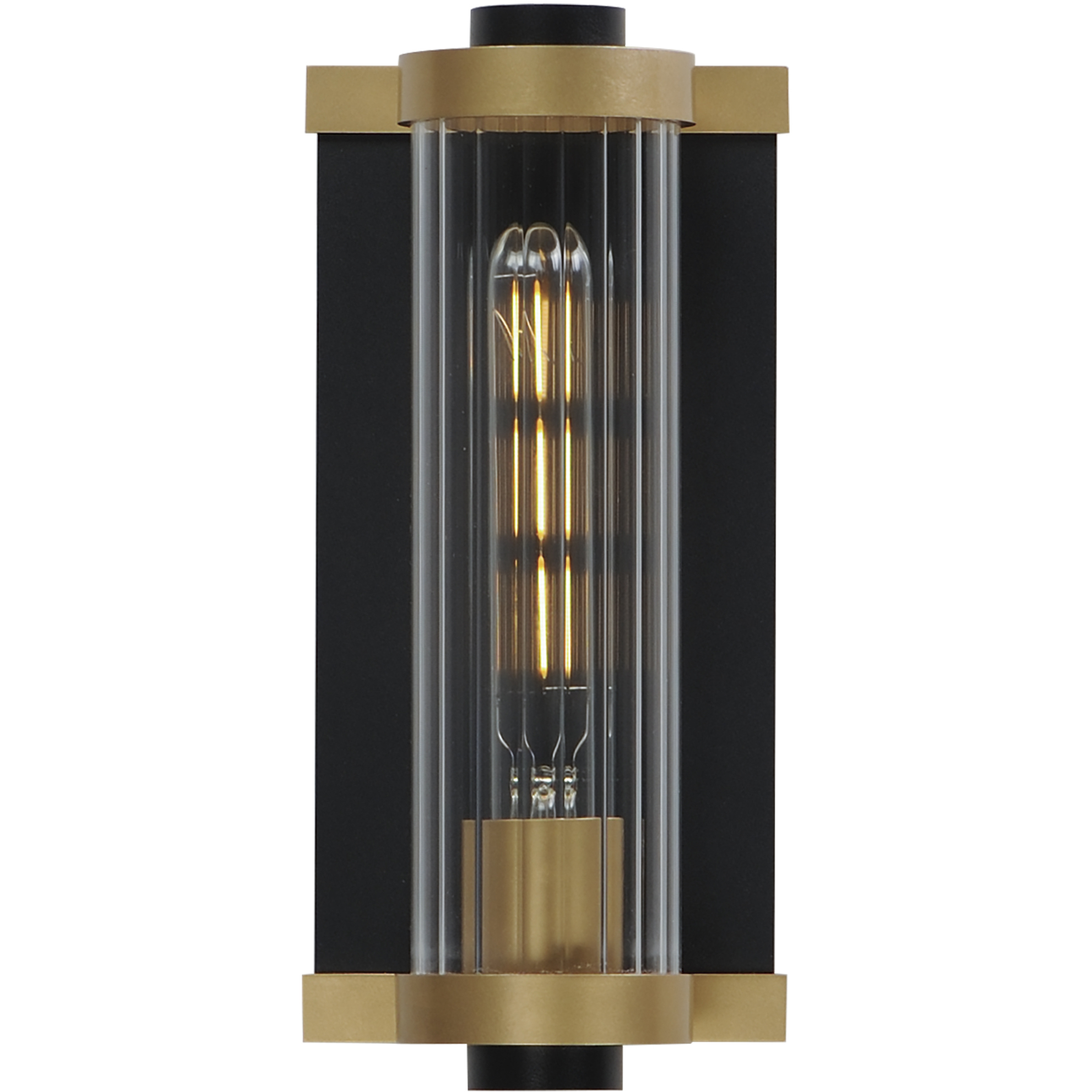 Opulent 1 Light 11 inch Black and Antique Brass Outdoor Wall Mount