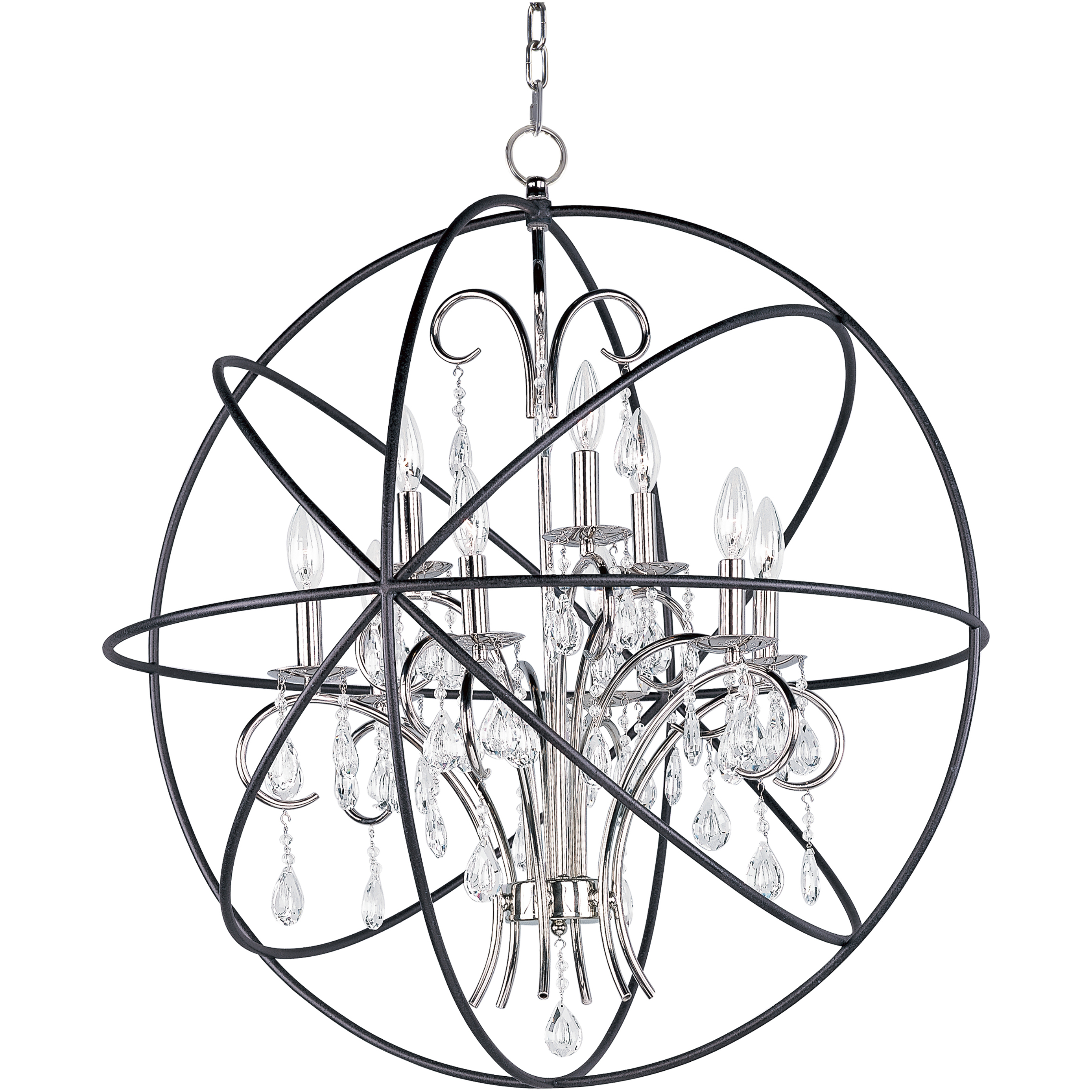 Orbit 9 Light 30 inch Anthracite and Polished Nickel Single Pendant Ceiling Light