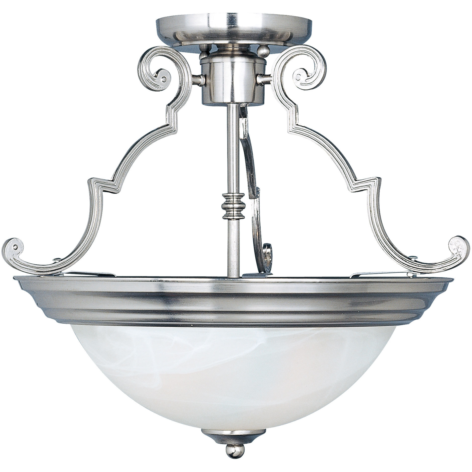 Essentials - 584x 2 Light 14.75 inch Satin Nickel Semi-Flush Mount Ceiling Light in Marble