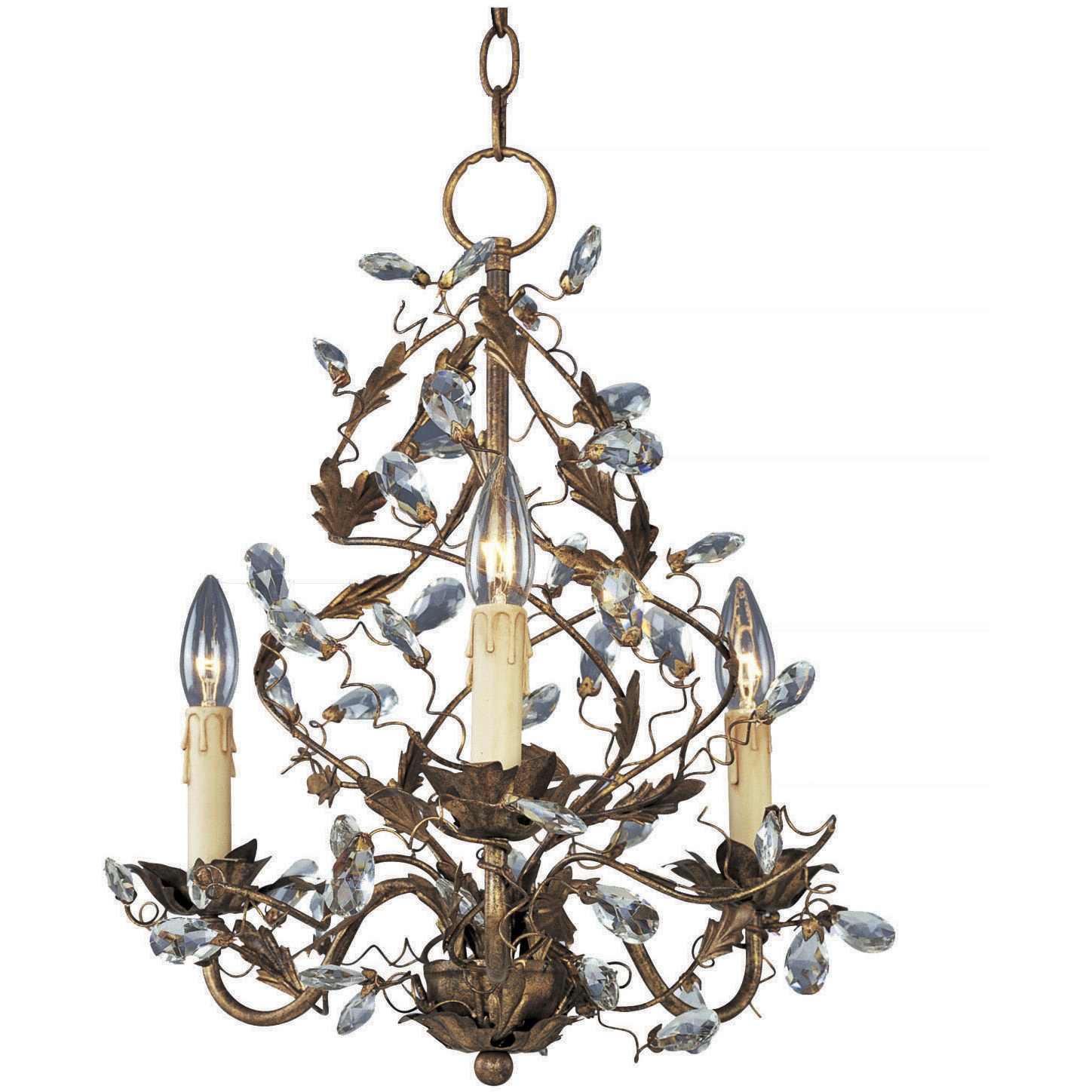 Elegante 3 Light 18.5 inch Etruscan Gold Mini Chandelier Ceiling Light