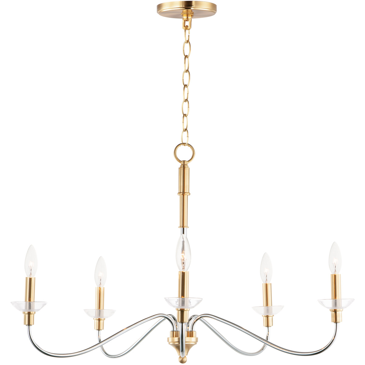 Maxim 25375CLPCSBR Clarion 5 Light 32 inch Polished Chrome Satin Brass Chandelier Ceiling Light