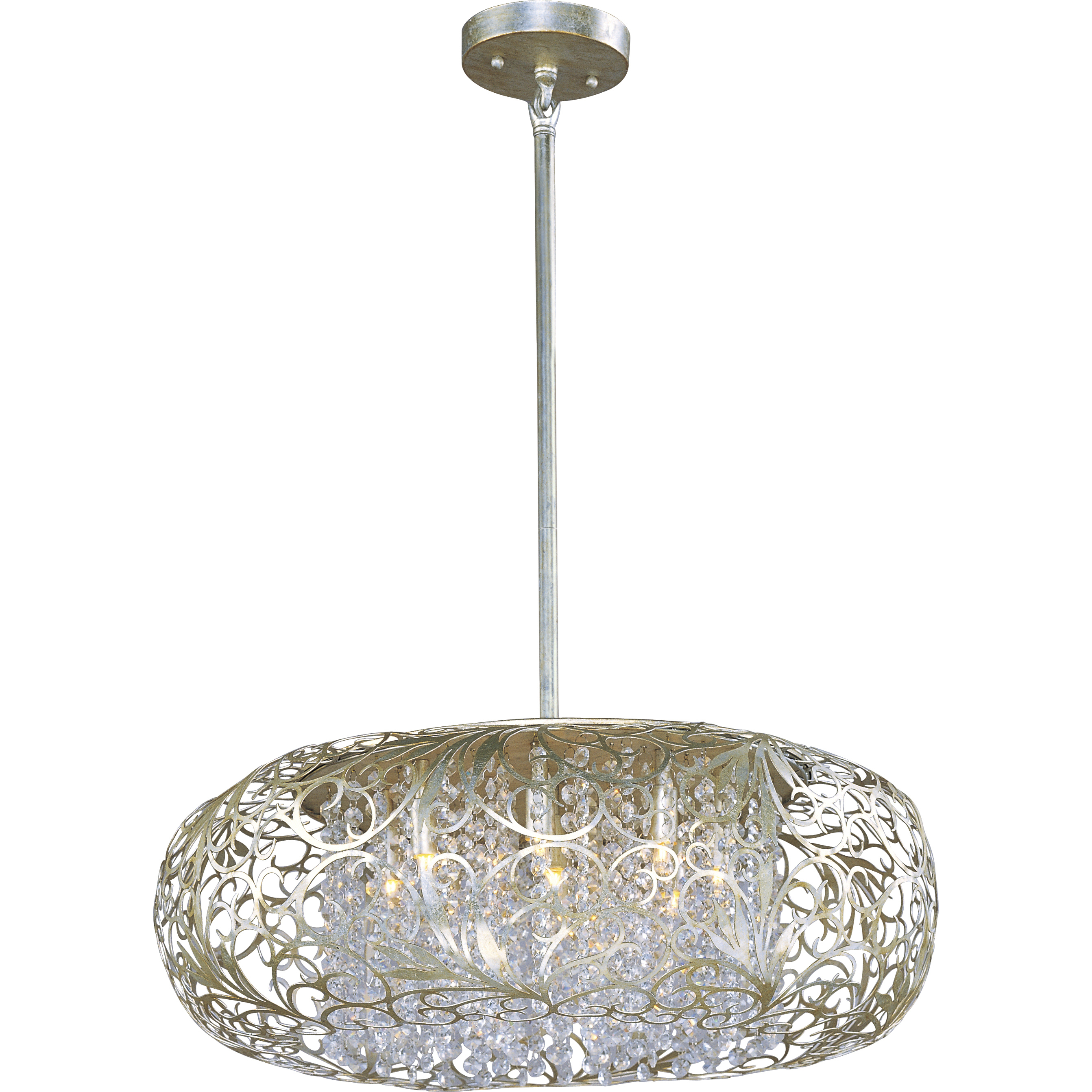 Arabesque LED 24 inch Golden Silver Single Pendant Ceiling Light in Beveled Crystal