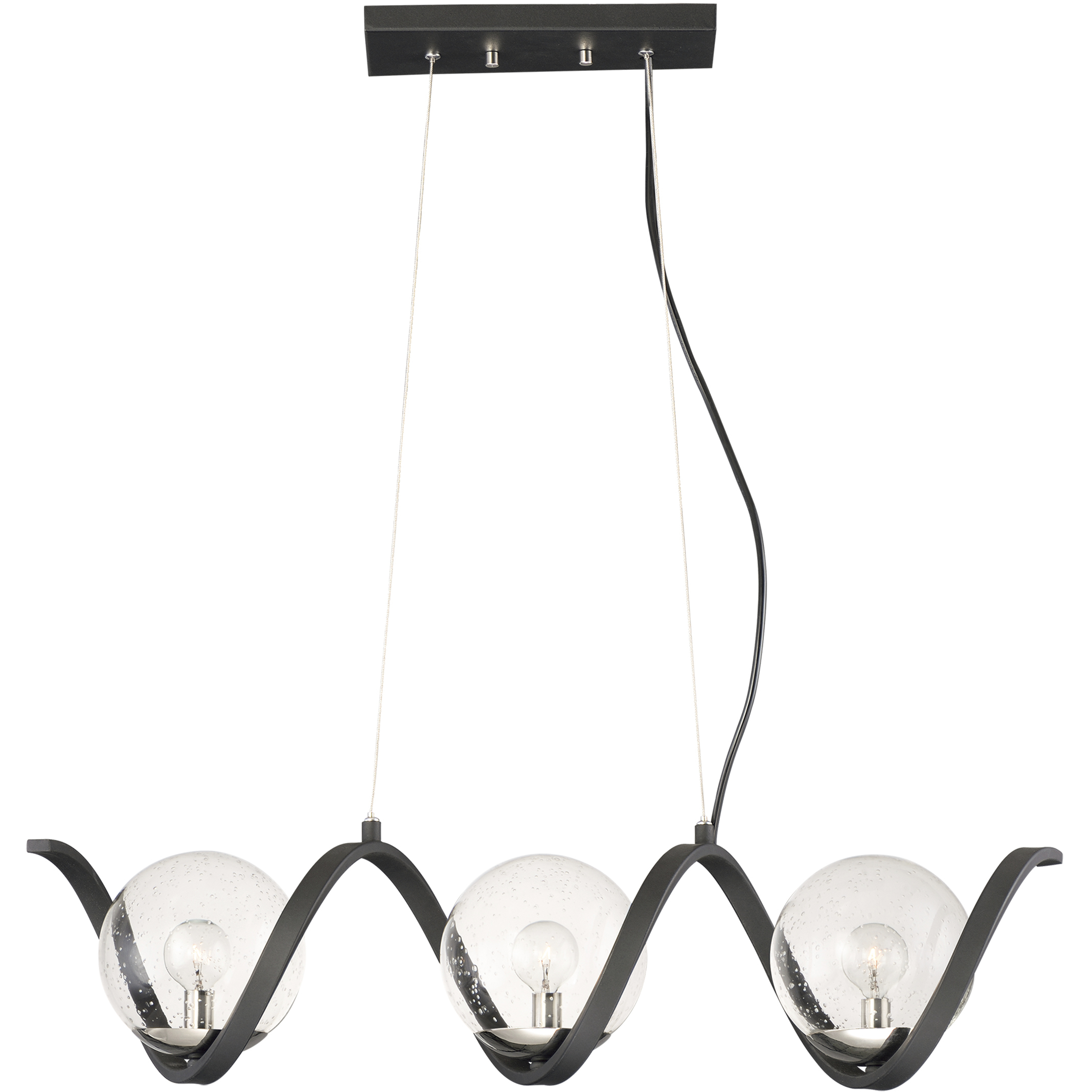 Curlicue 3 Light 7 inch Black and Polished Nickel Multi-Light Pendant Ceiling Light